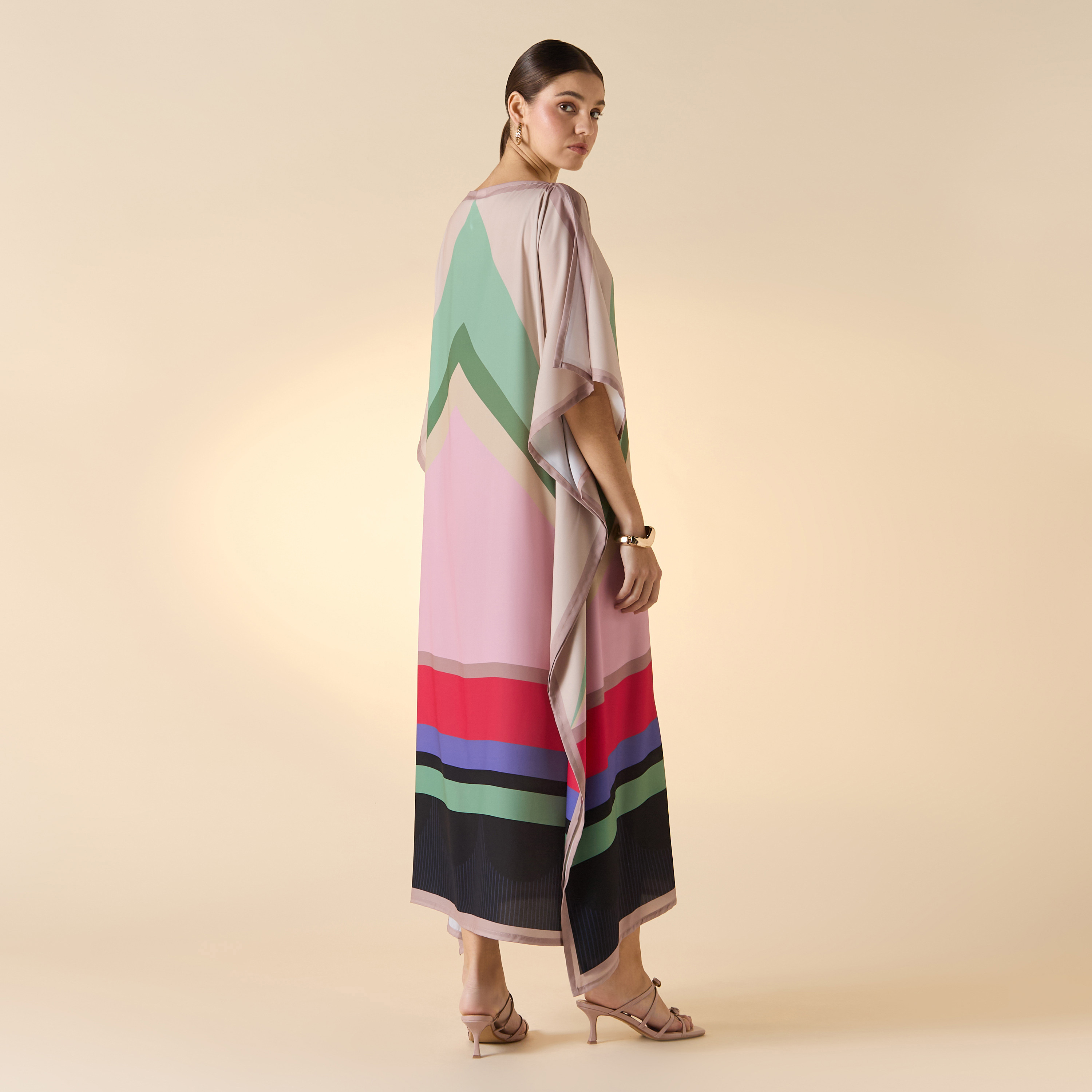 فستان قفطان متوسط ​​الطول برقبة قارب ومطبوع من FYOR-women-arabicclothing-kaftan-image-2