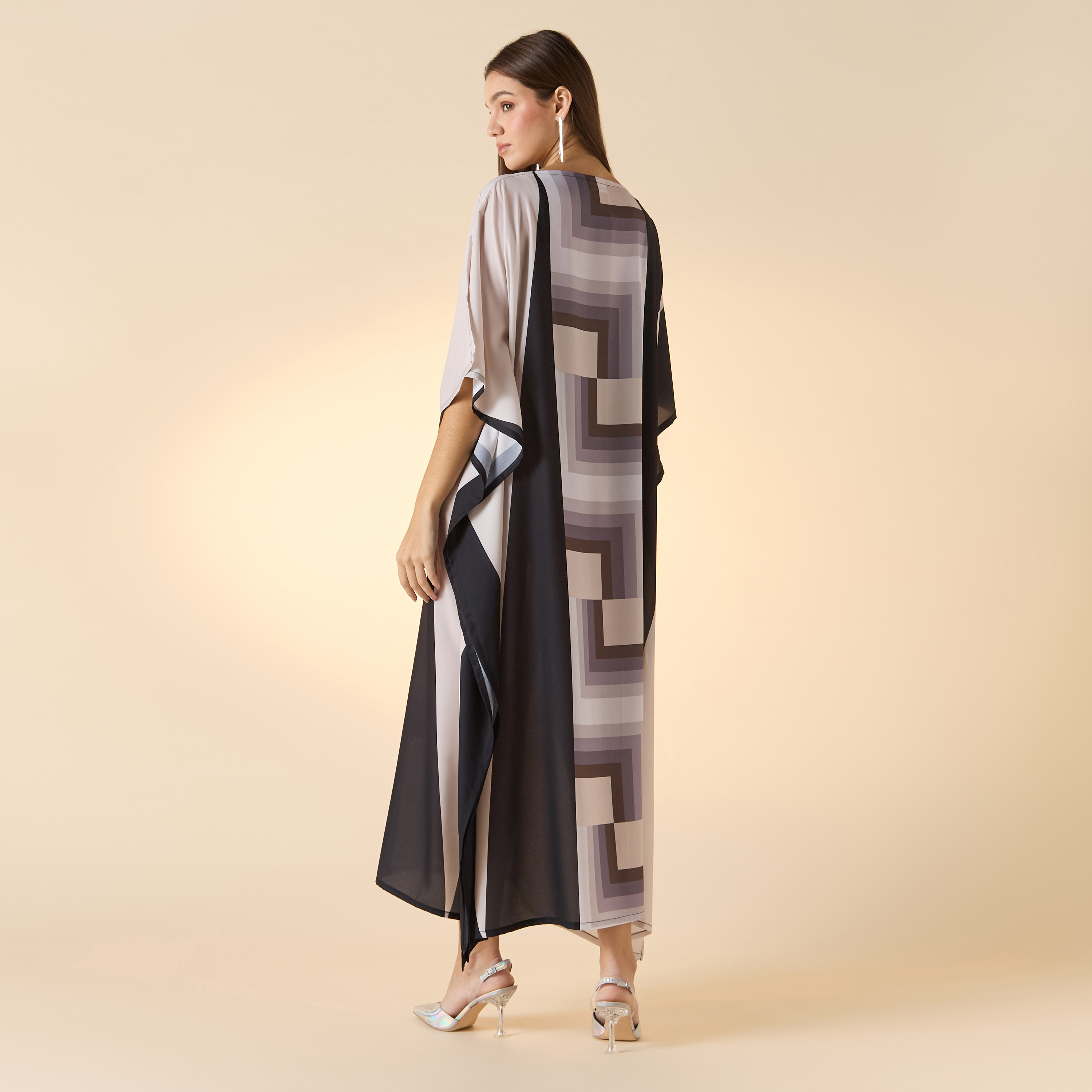 فستان قفطان متوسط ​​الطول برقبة قارب ومطبوع من FYOR-women-arabicclothing-kaftan-image-2