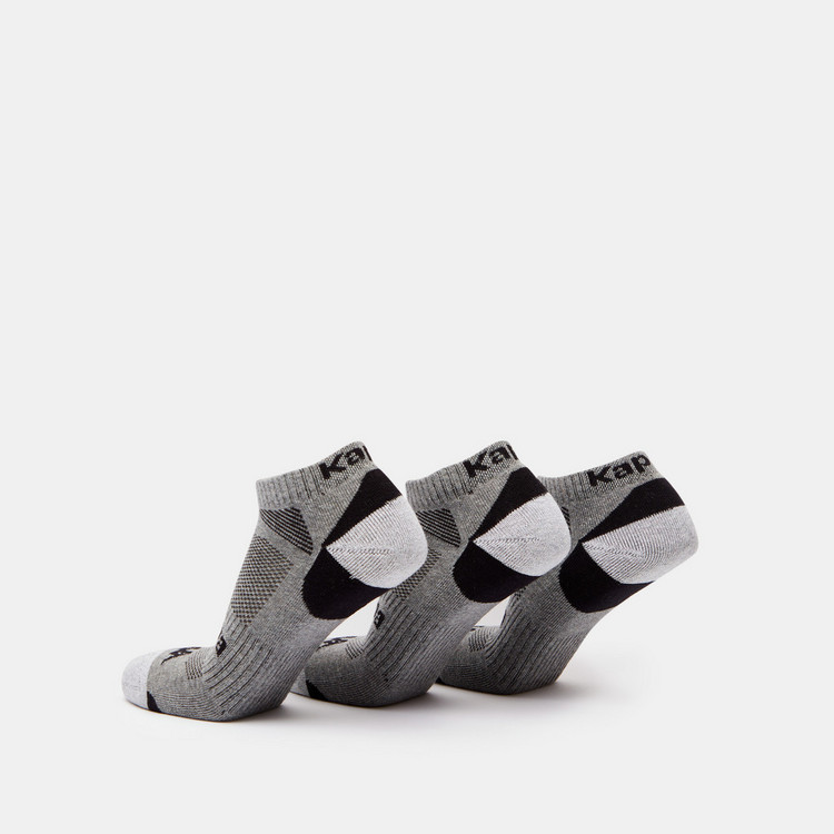 Kappa Logo Print Ankle Length Socks with Elasticated Hem - Set of 3