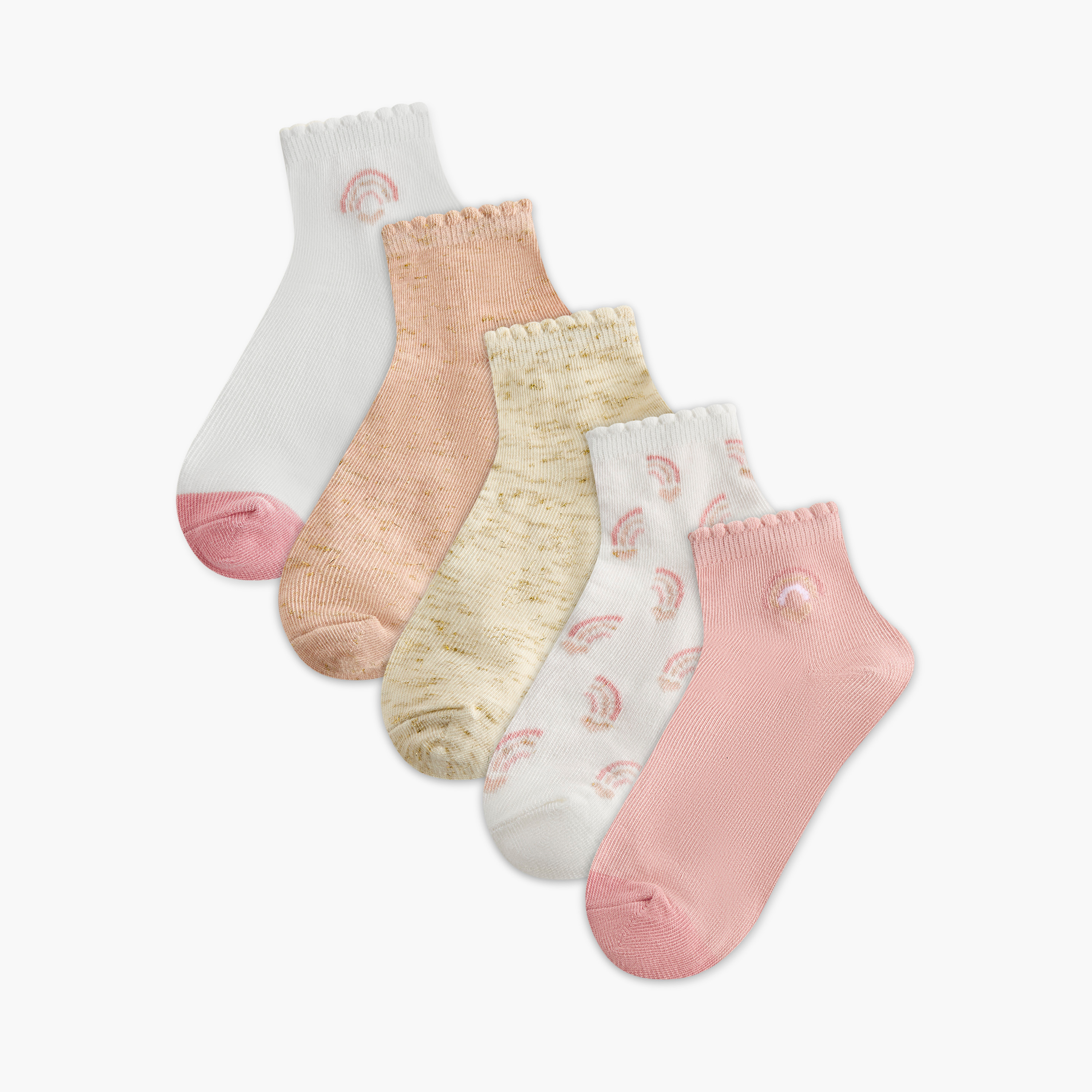 Pack of 5 Barefeet Baby Girls Ankle Length Socks Assorted Print-baby-girls-accessories-socks-image-1