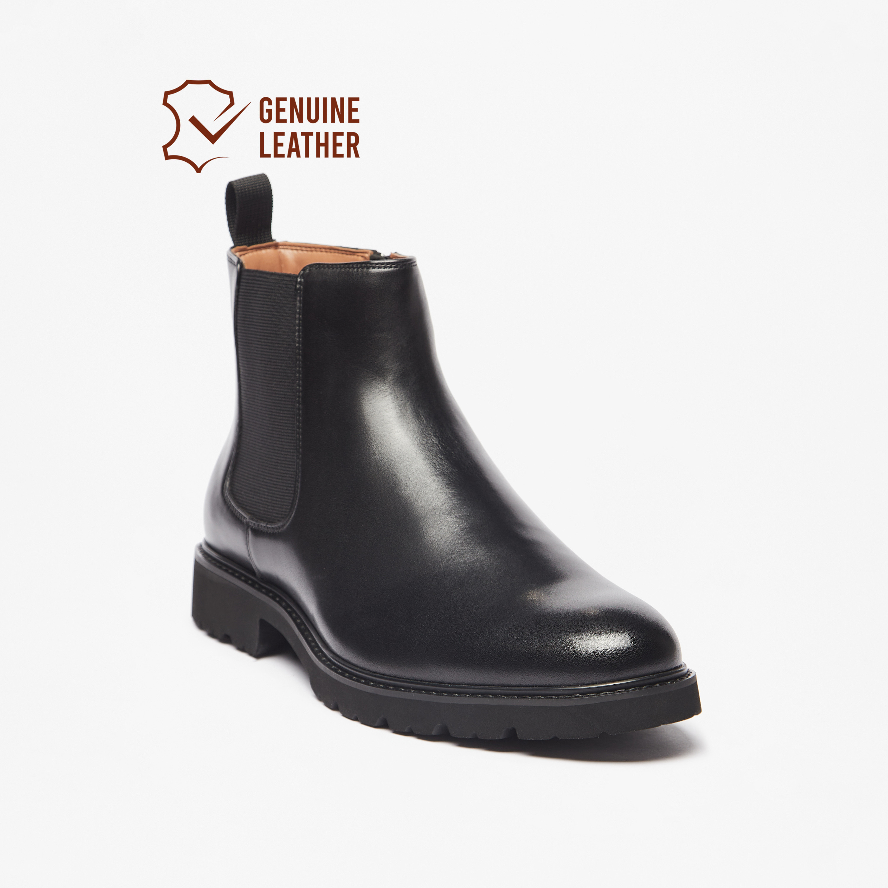 Duchini Men s Leather Solid Chelsea Boots with Zip Closure