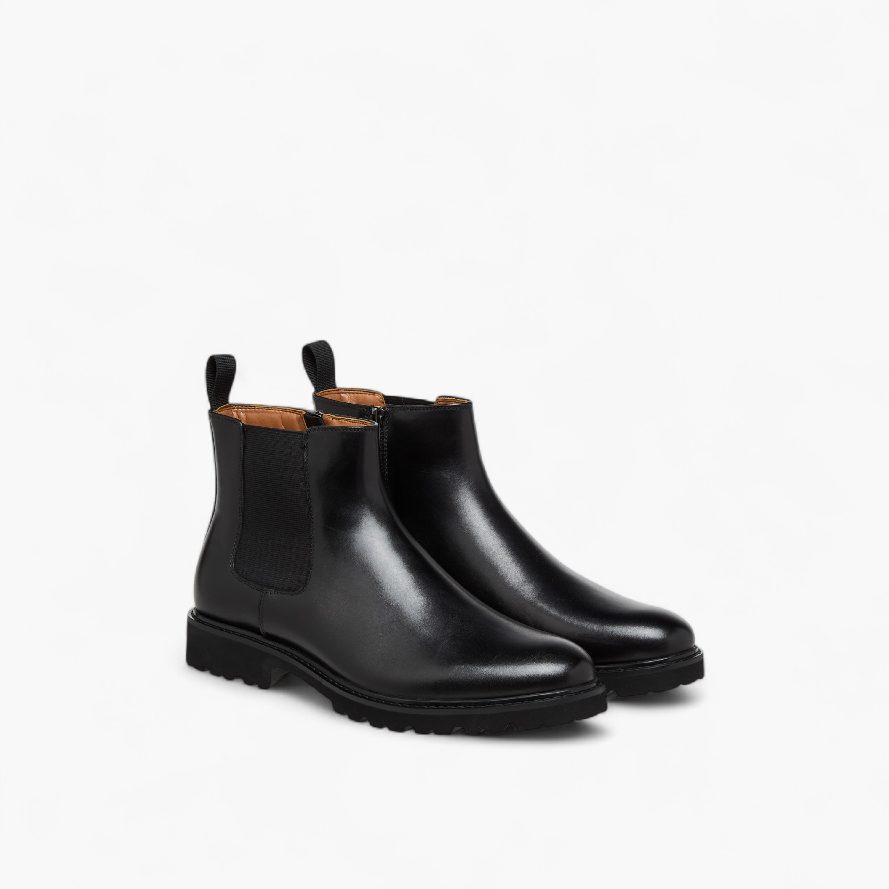 Duchini Men Solid Leather Chelsea Boots with Zip Closure-men-shoes-boots-image-1