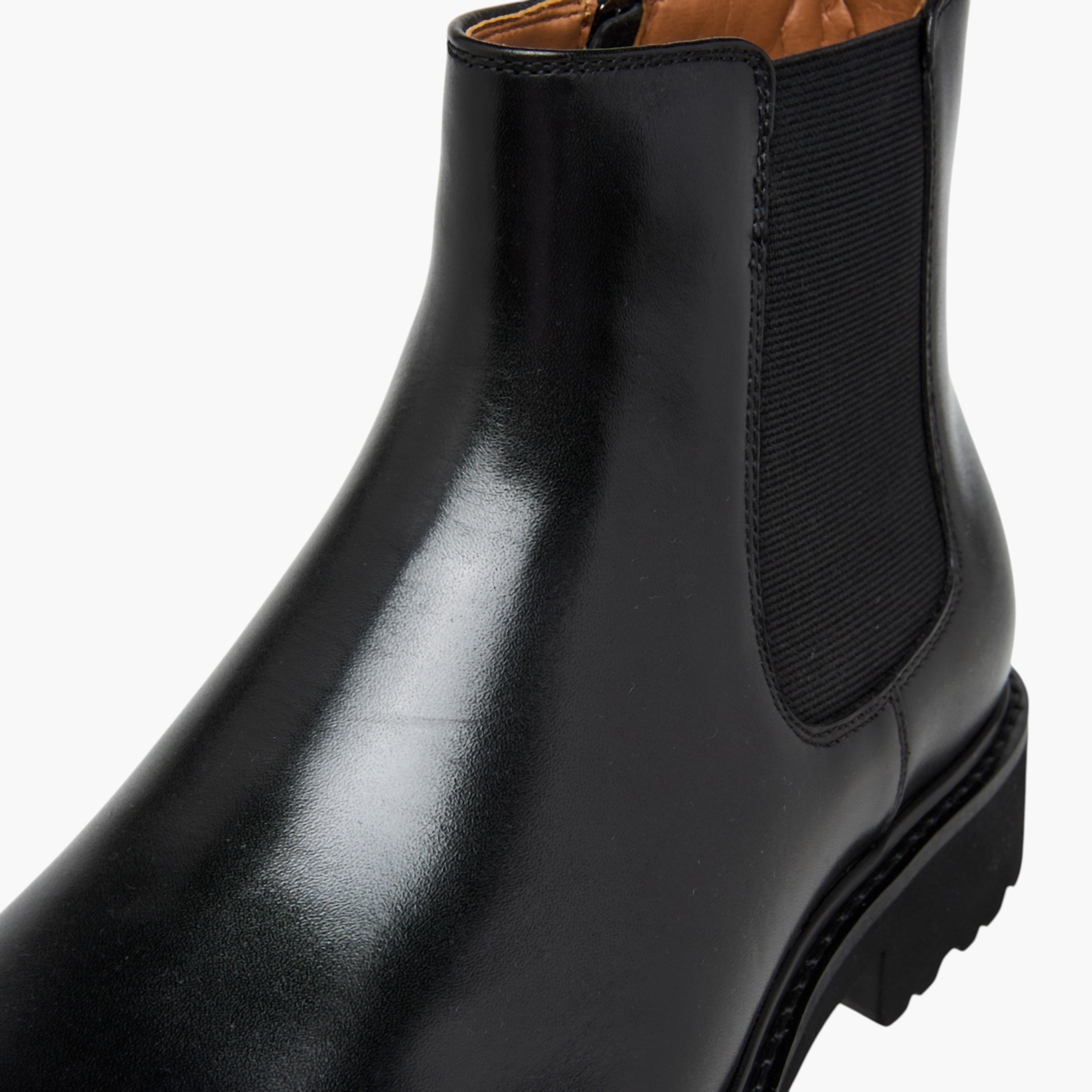 Duchini Men Solid Leather Chelsea Boots with Zip Closure-men-shoes-boots-image-4