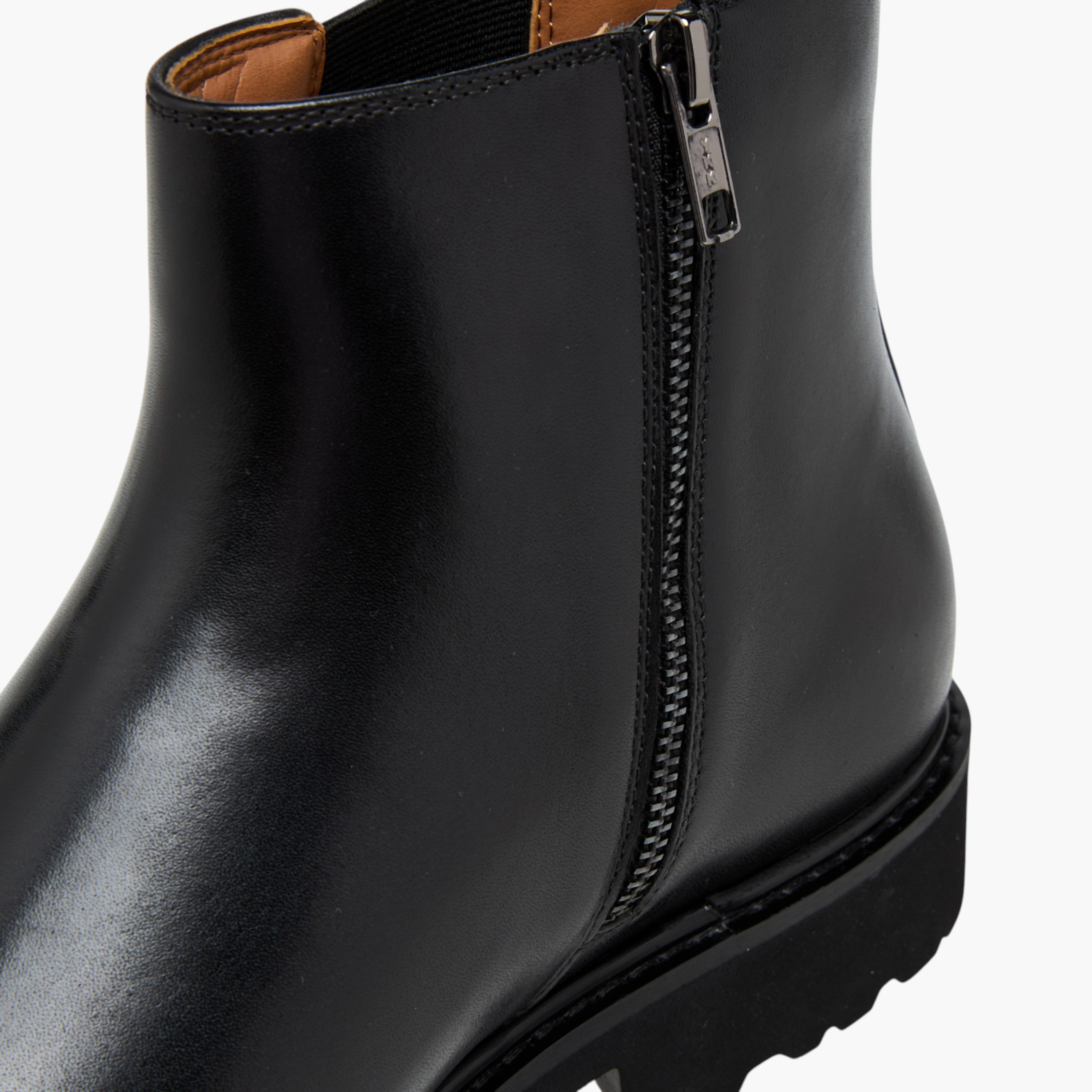 Duchini Men Solid Leather Chelsea Boots with Zip Closure-men-shoes-boots-image-5