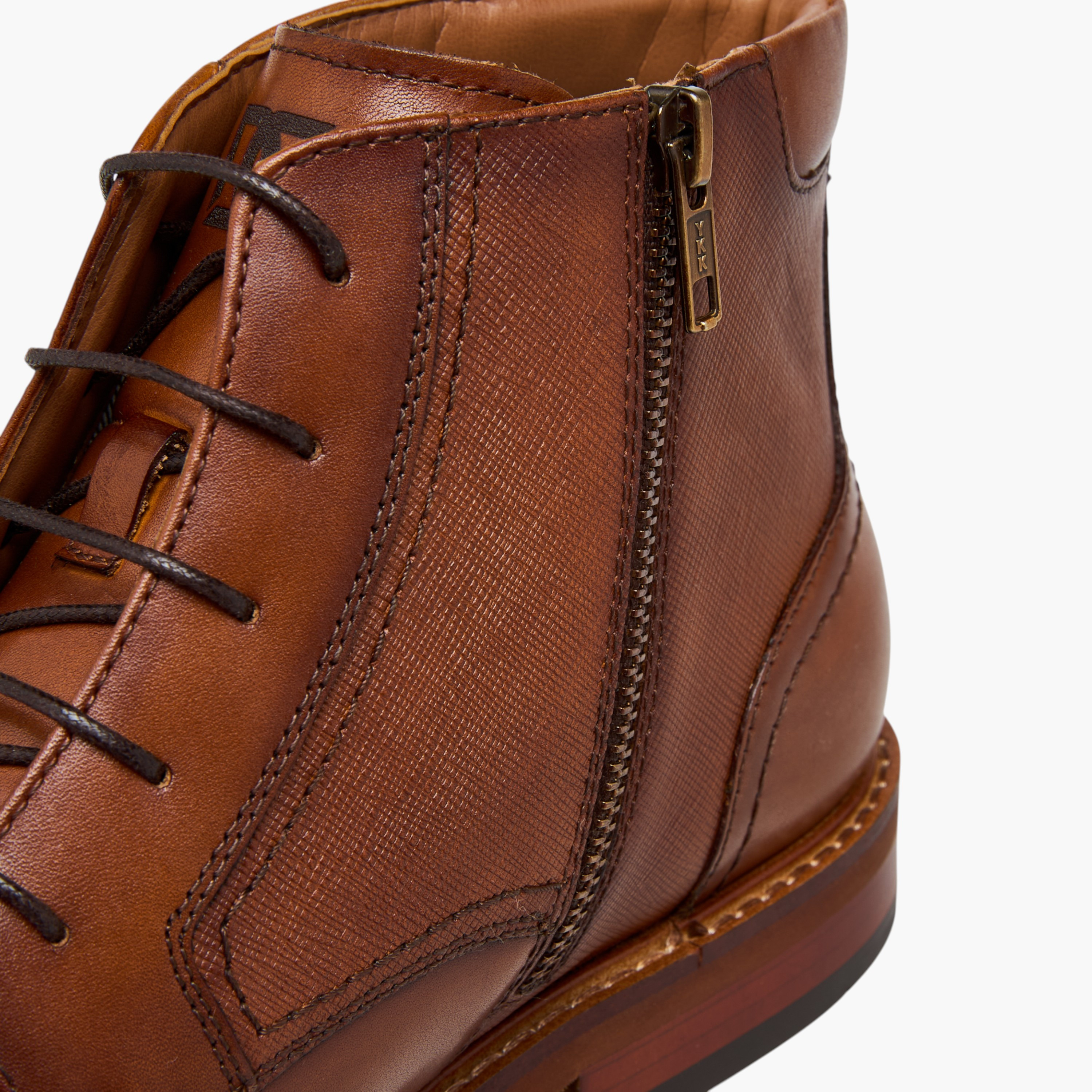Duchini Men Solid Leather Ankle Boots with Zip Closure-men-shoes-boots-image-5