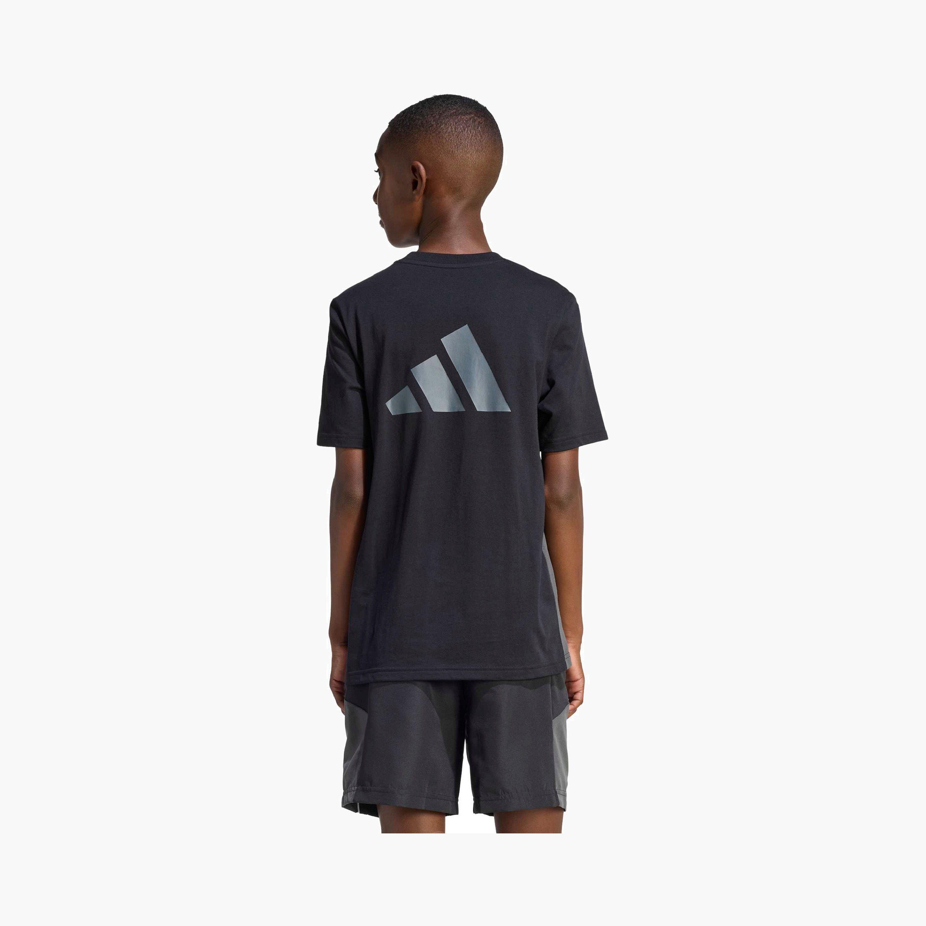 adidas Crew Neck Short Sleeves T-shirt with Colourblock Panel-boys-clothing-sportswear-tops-image-1