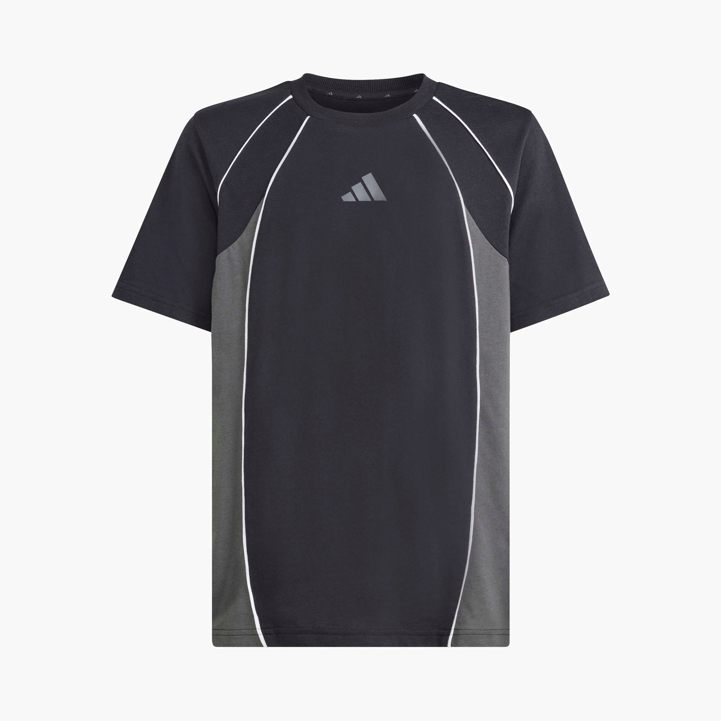 adidas Crew Neck Short Sleeves T-shirt with Colourblock Panel-boys-clothing-sportswear-tops-image-3
