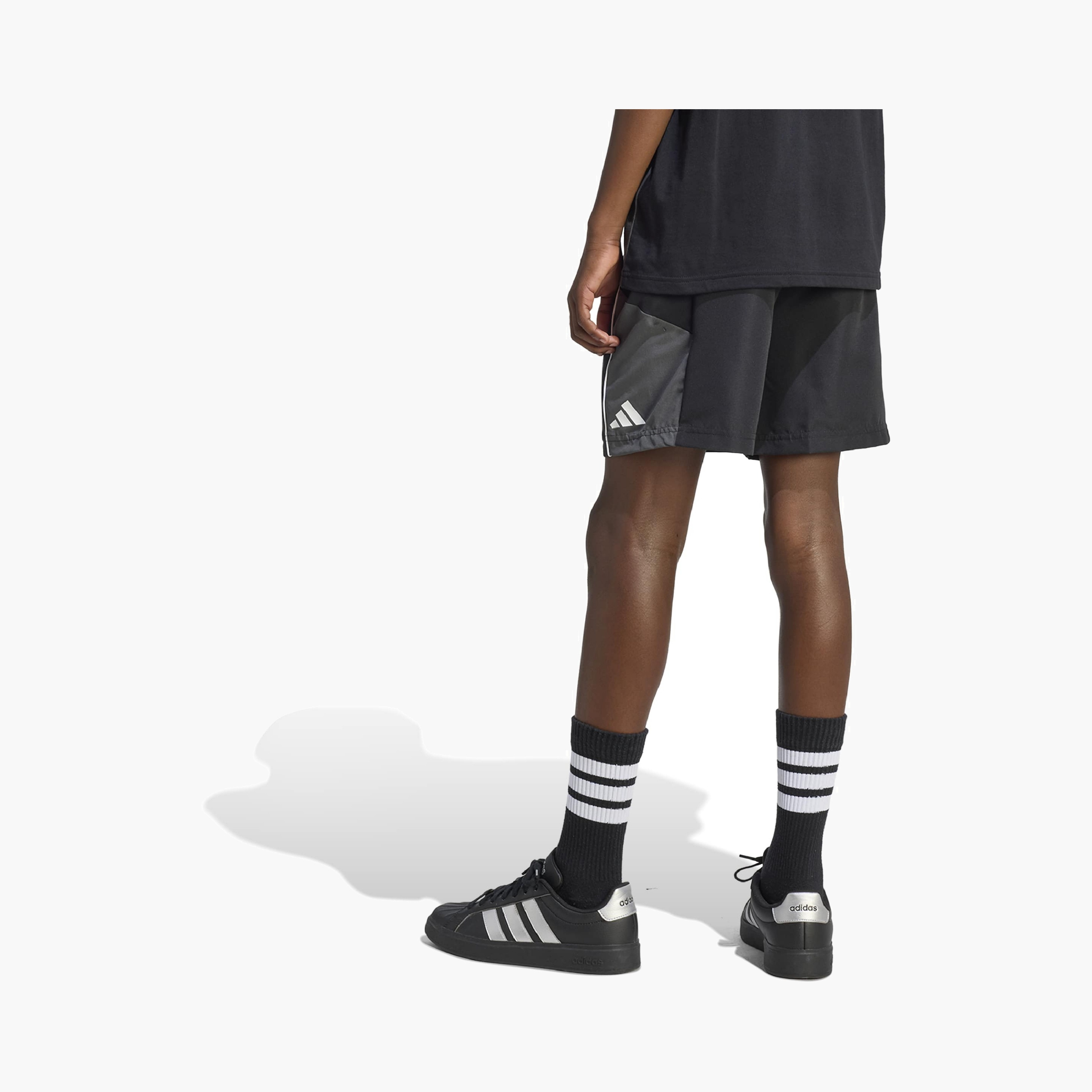 adidas Elastic Waist Shorts with Colourblock Panel-sports-boys-clothing-bottoms-shorts-image-2