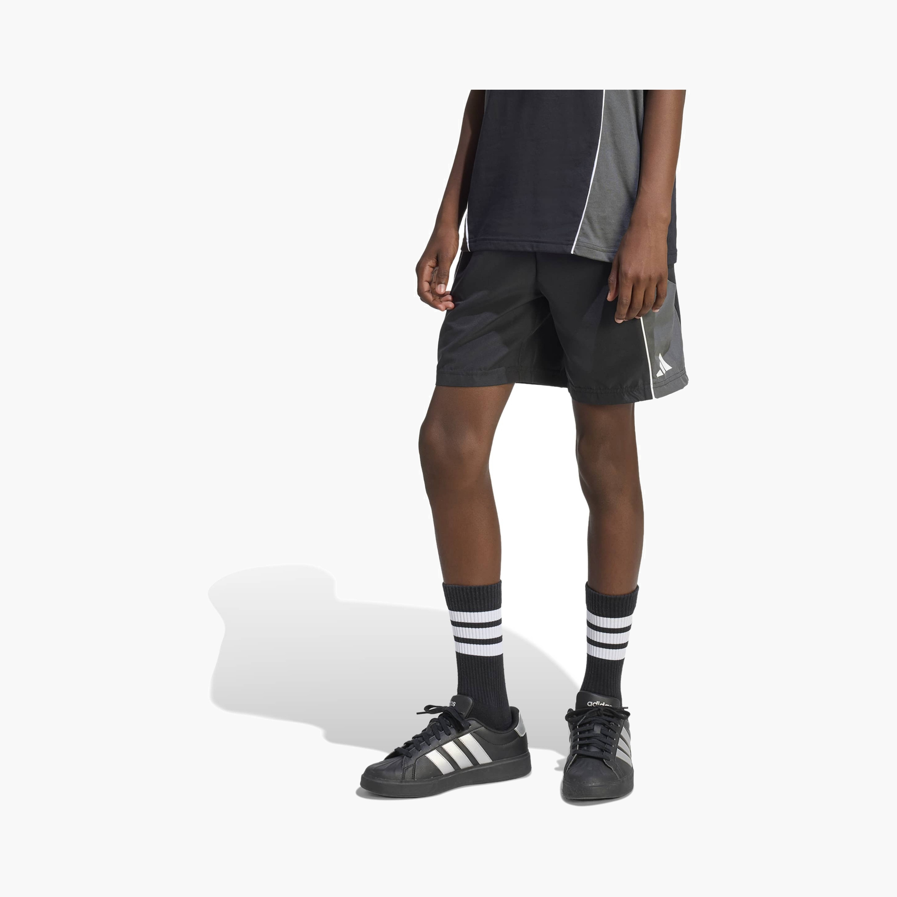 adidas Elastic Waist Shorts with Colourblock Panel-sports-boys-clothing-bottoms-shorts-image-3