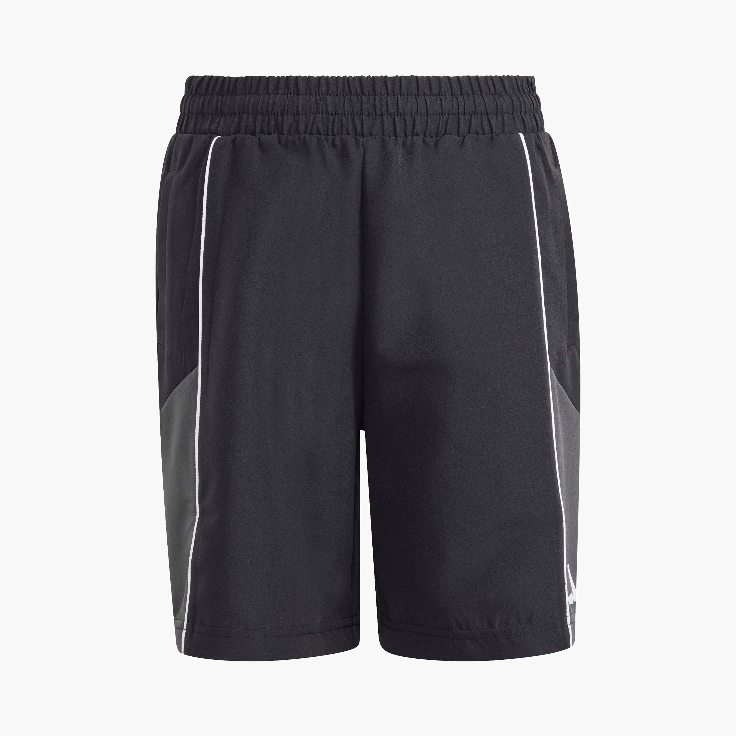 adidas Elastic Waist Shorts with Colourblock Panel-sports-boys-clothing-bottoms-shorts-image-4