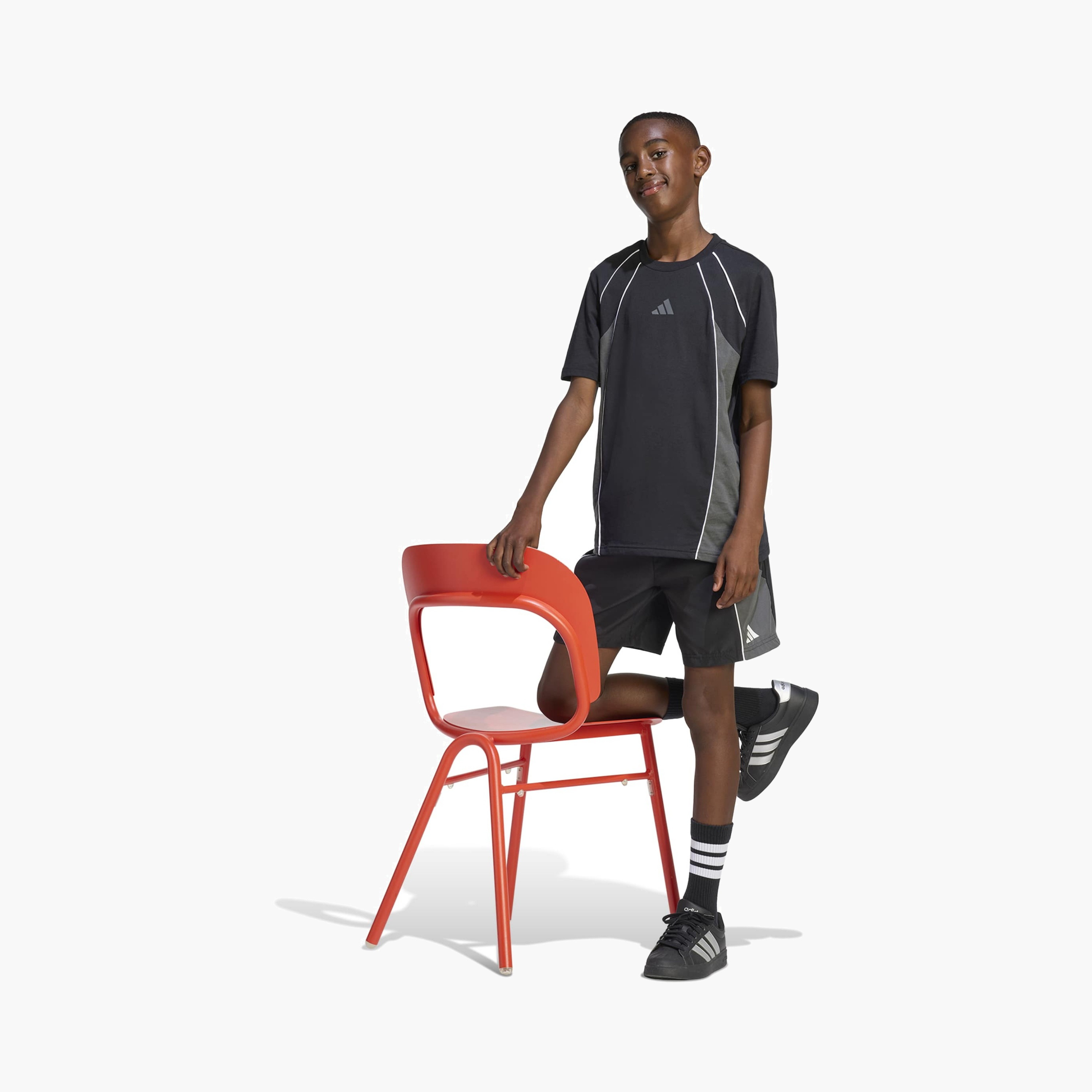 adidas Elastic Waist Shorts with Colourblock Panel-sports-boys-clothing-bottoms-shorts-image-5