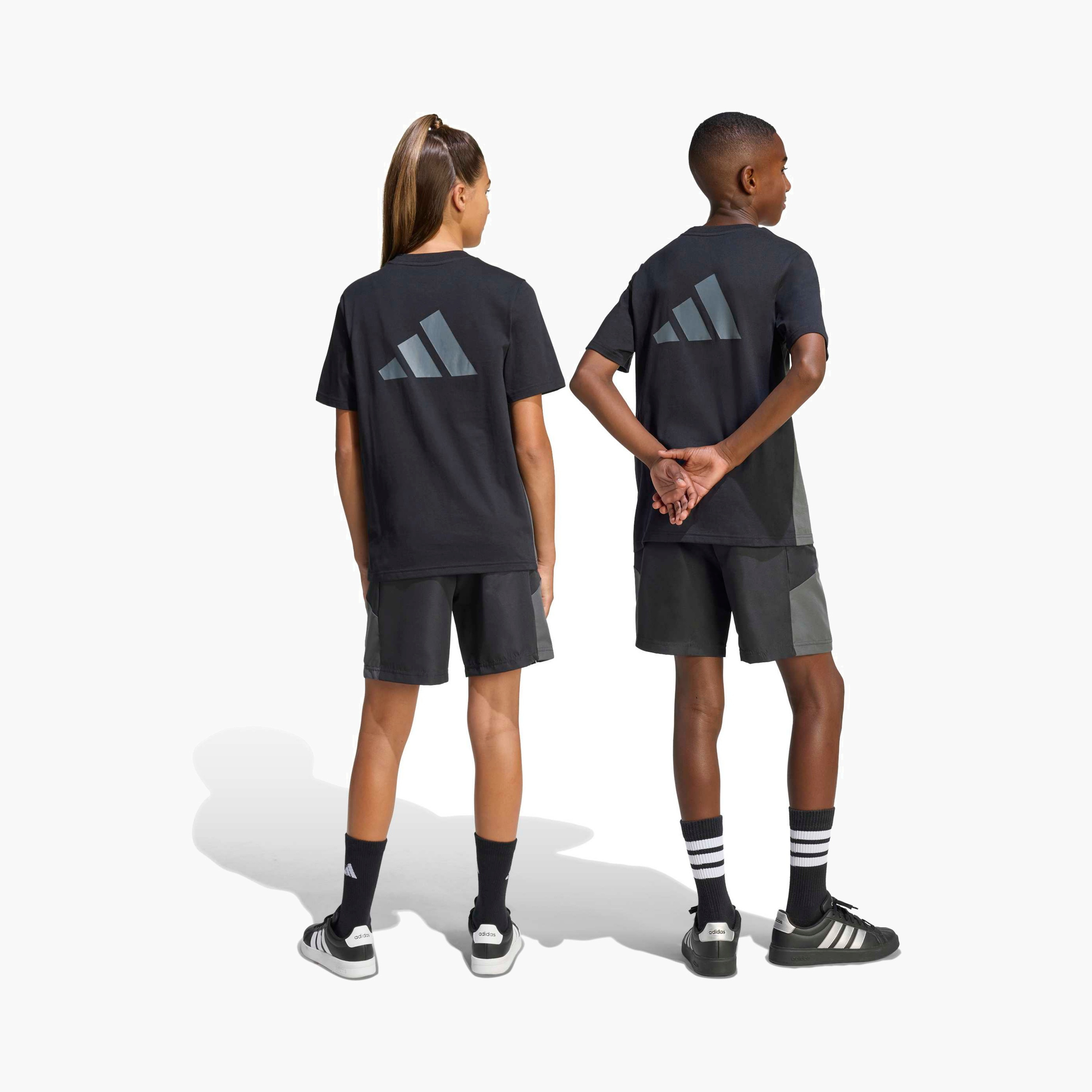 adidas Elastic Waist Shorts with Colourblock Panel-sports-boys-clothing-bottoms-shorts-image-7