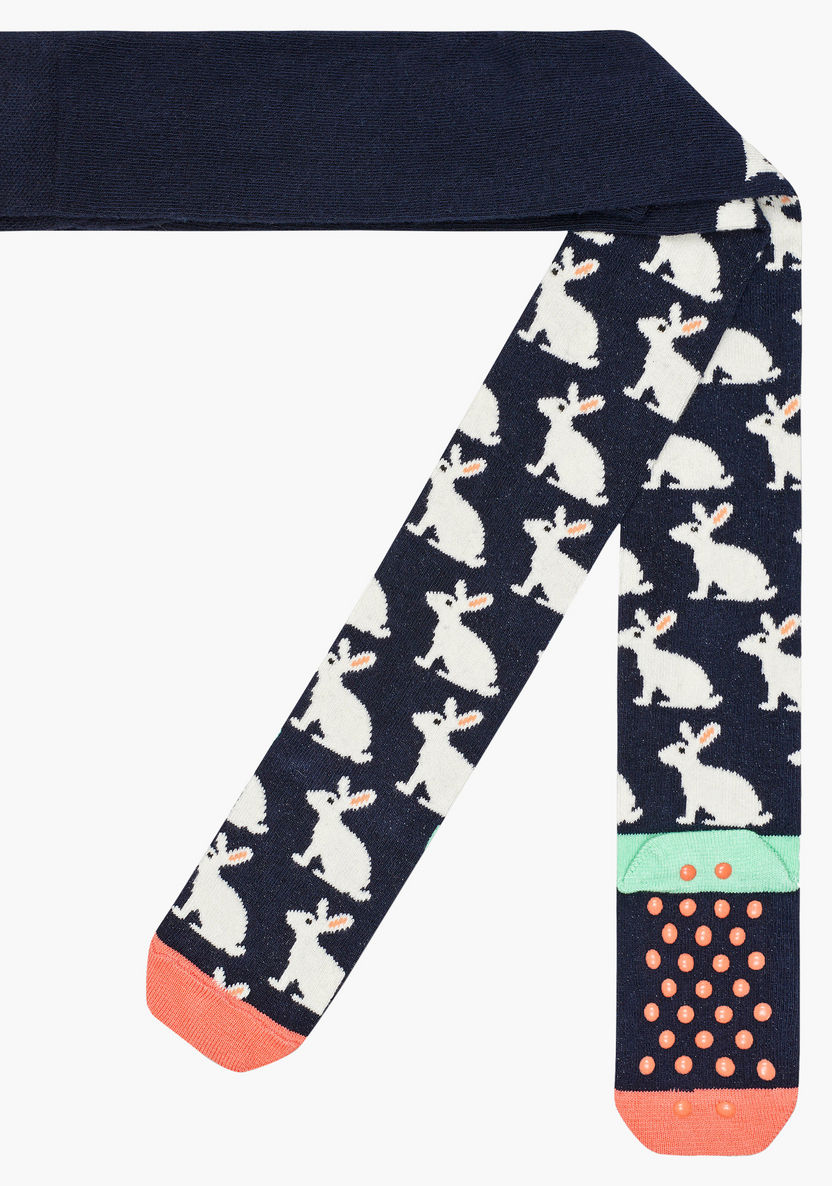 Happy Socks Bunny Printed Tights with Anti-Slip Closed Feet-Innerwear-image-0