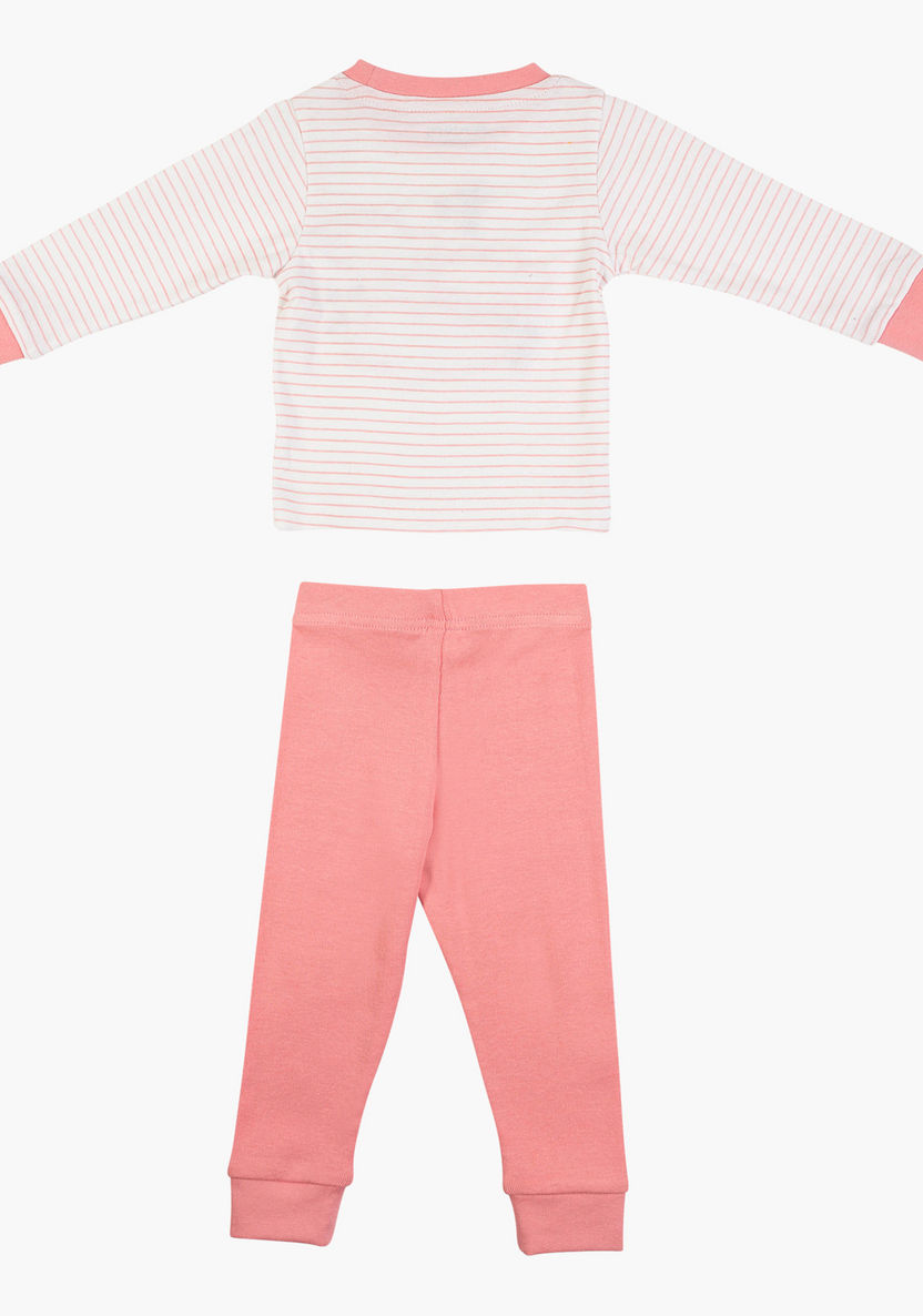 Juniors Embroidered Long Sleeves T-shirt and Pyjama Set-Pyjama Sets-image-1