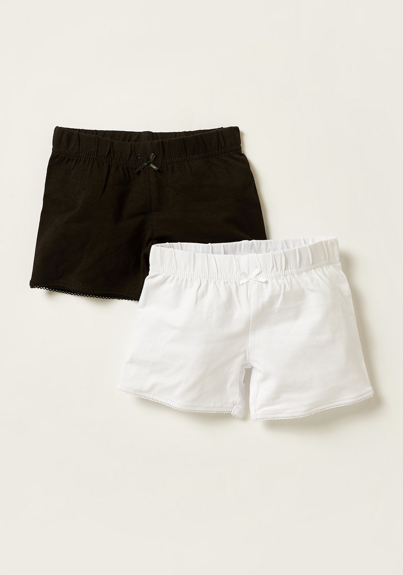 Juniors Solid Shorts with Elasticised Waistband - Set of 2-Shorts-image-0