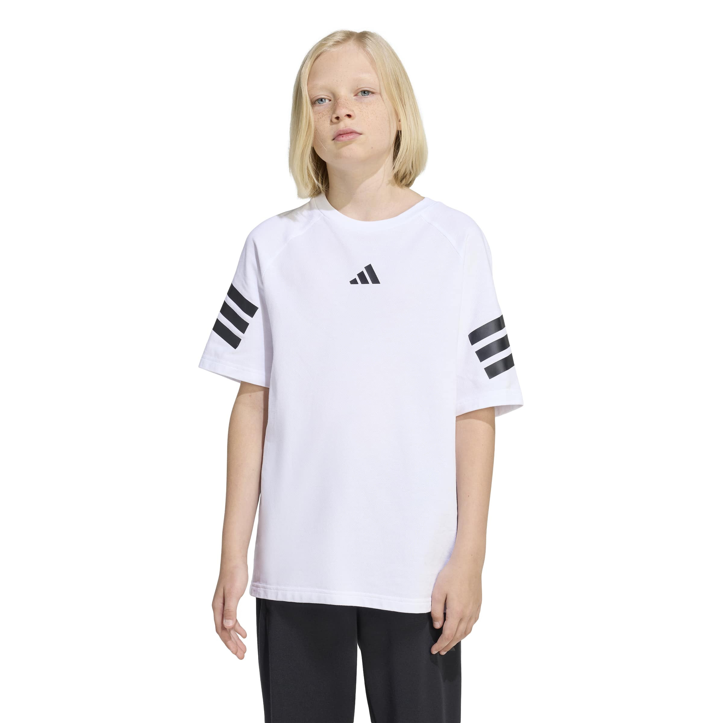 adidas Crew Neck Short Sleeve T-shirt with Logo Print-boys-clothing-sportswear-tops-image-2
