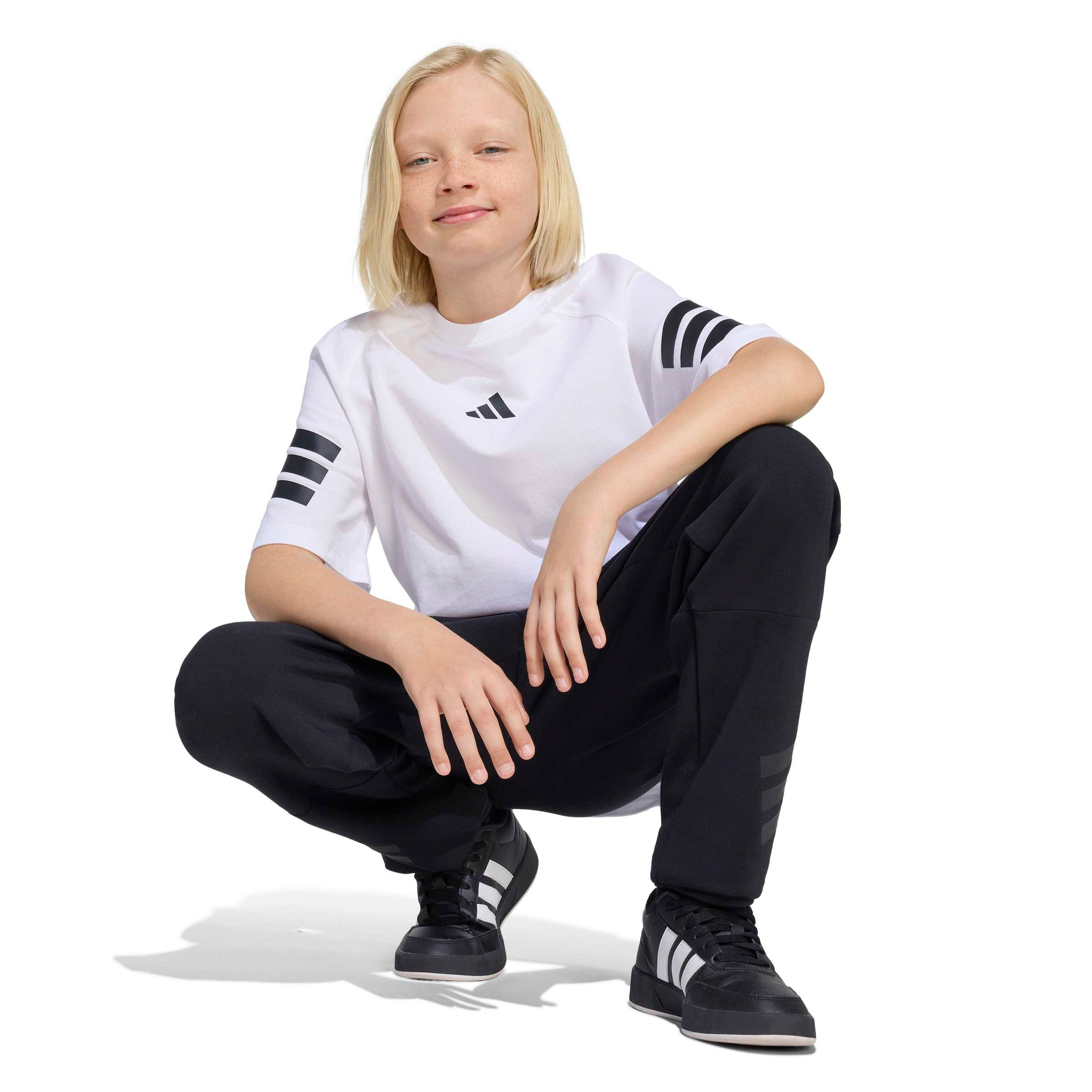 adidas Crew Neck Short Sleeve T-shirt with Logo Print-boys-clothing-sportswear-tops-image-4