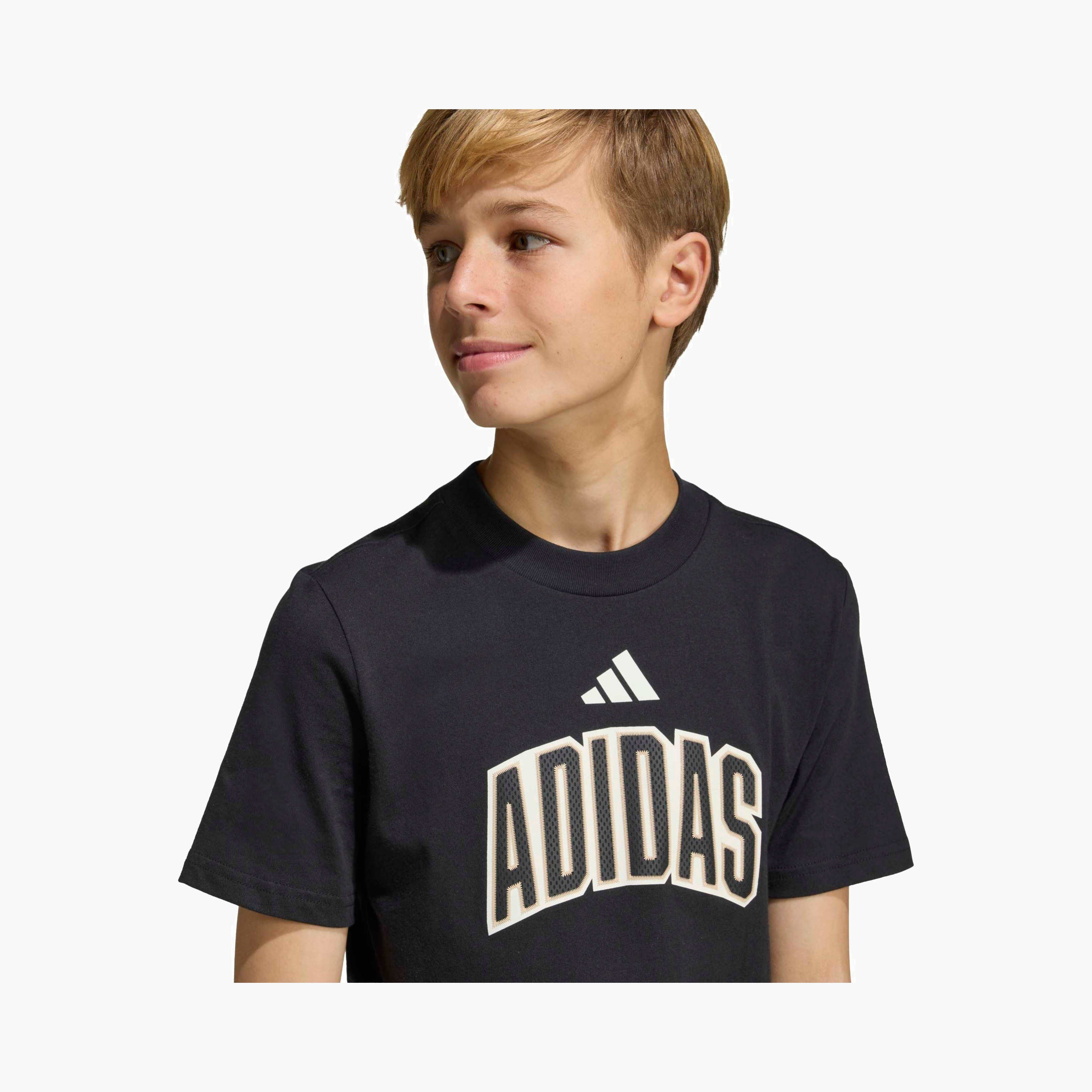 adidas Crew Neck Short Sleeves T-shirt with Logo Print-boys-clothing-sportswear-tops-image-4