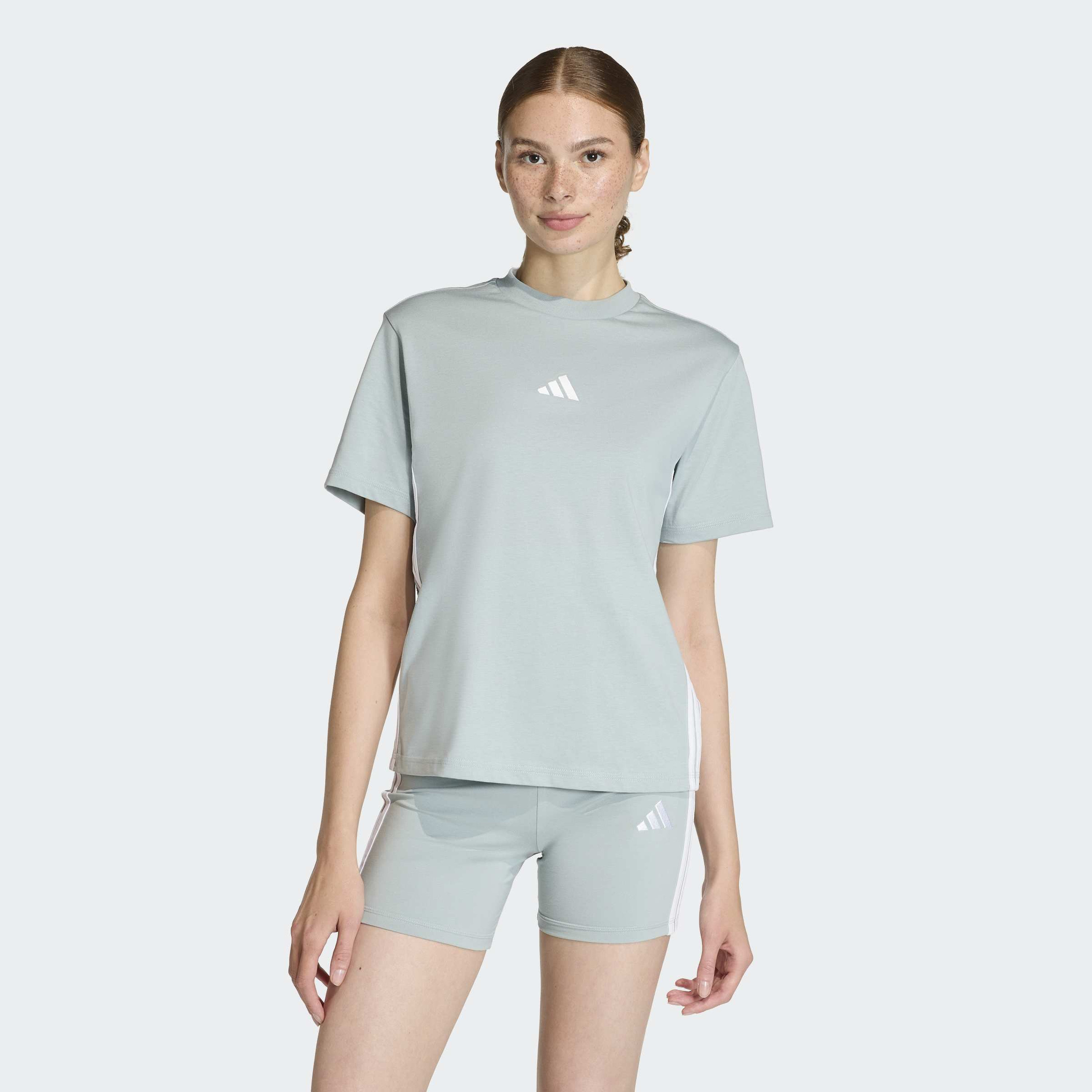 أديداس - تيشيرت إسينشالز النسائي القطني بثلاثة خطوط JX7619 | OE-women-clothing-tshirts-image-7