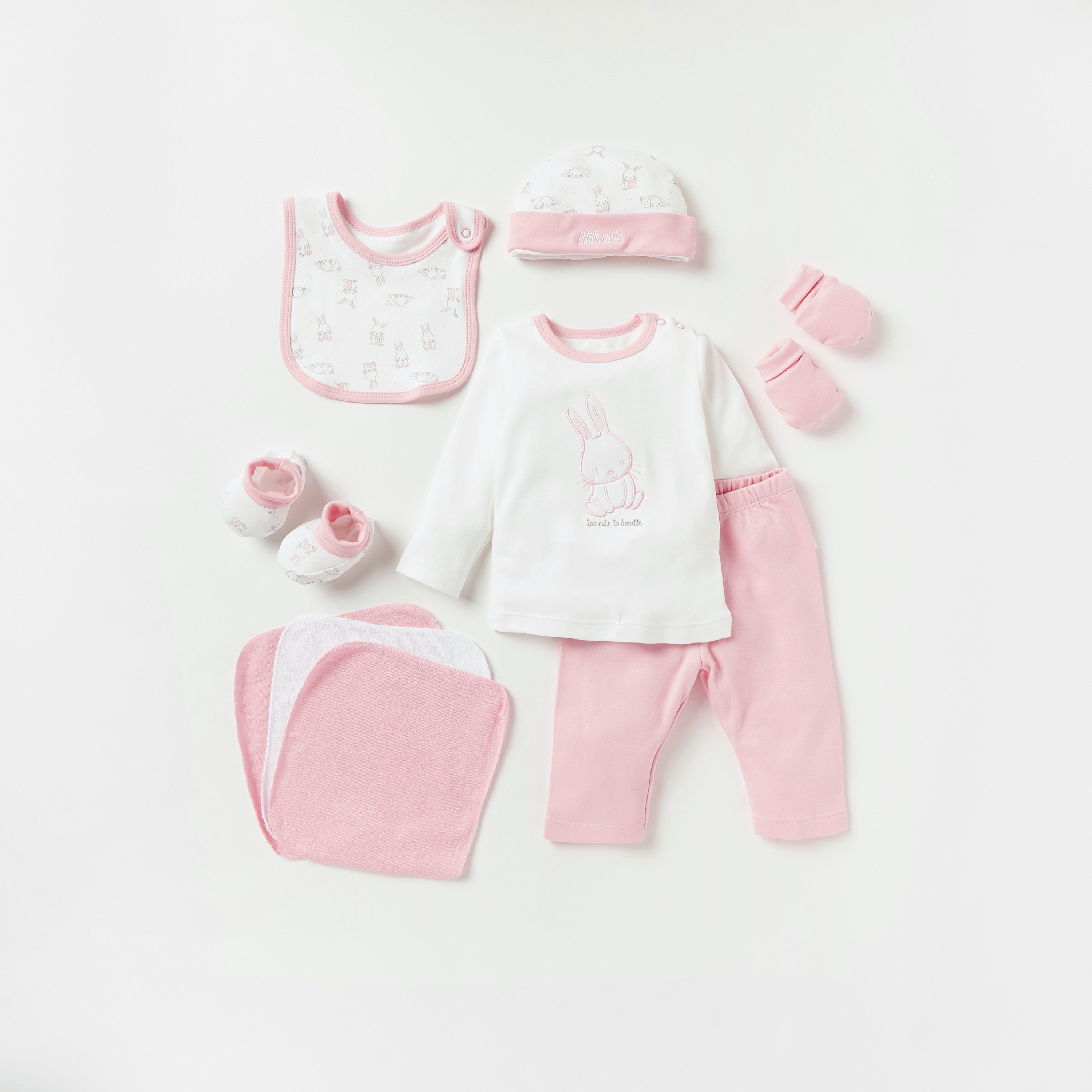 طقم سلة هدايا ملابس 10 قطع بطبعات بوني من جونيورز-baby-girls-clothing-setsandcoords-image-2