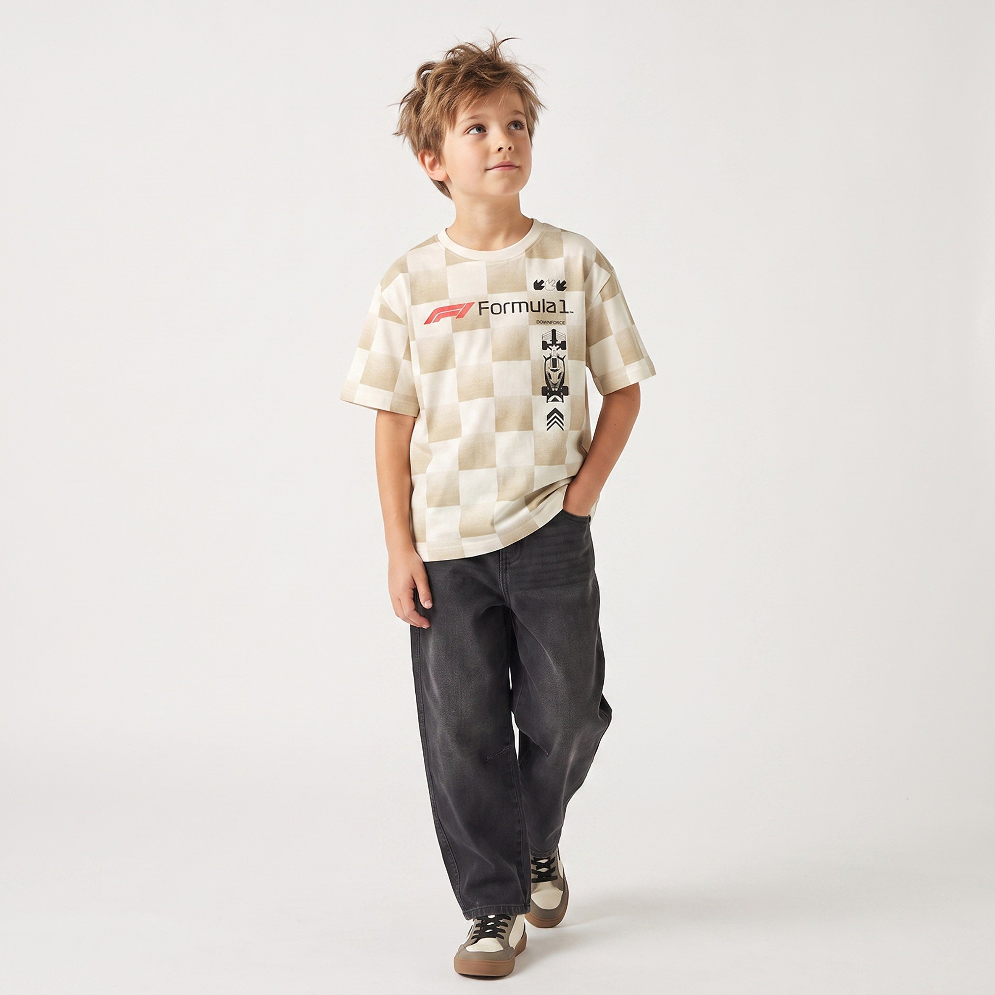 تيشيرت بياقة ضيقة وأكمام قصيرة وطبعات ماينكرافت وفورمولا 1-boys-clothing-tshirtsandpolos-image-3