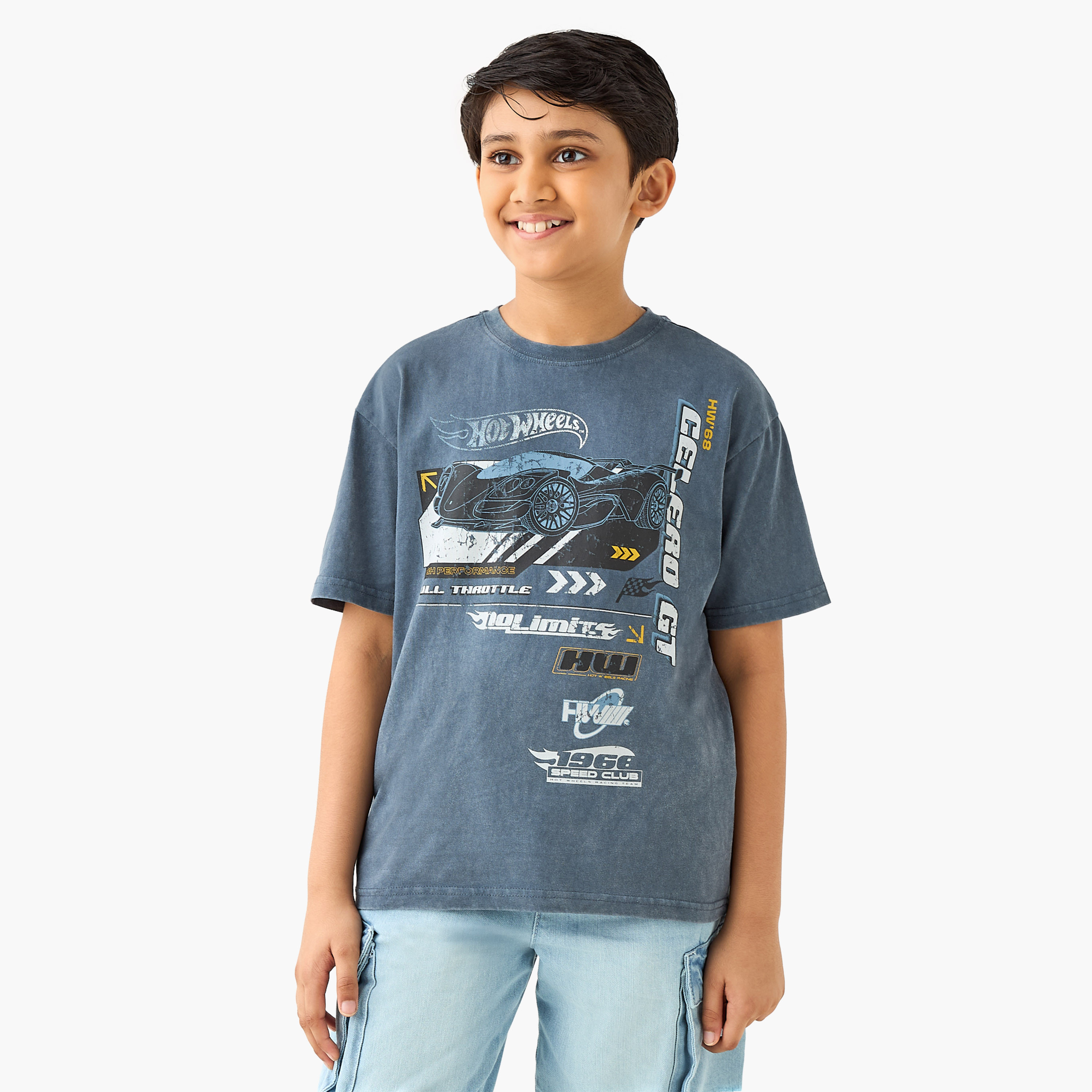 Hot Wheels Print T-Shirt with Short Sleeves-boys-clothing-tshirtsandpolos-image-1
