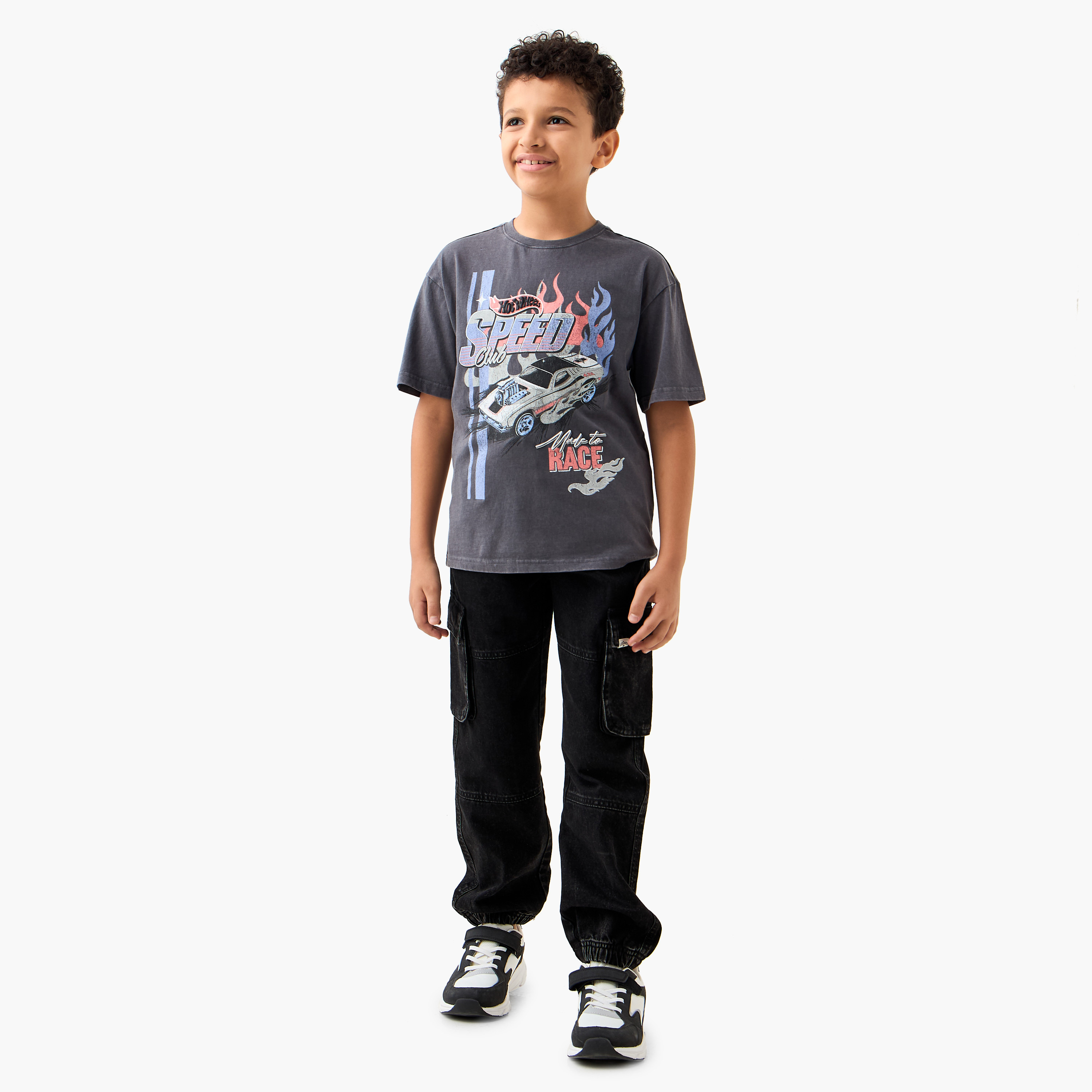 Hot Wheels Printed T-shirt with Crew Neck and Short Sleeves-boys-clothing-tshirtsandpolos-image-2