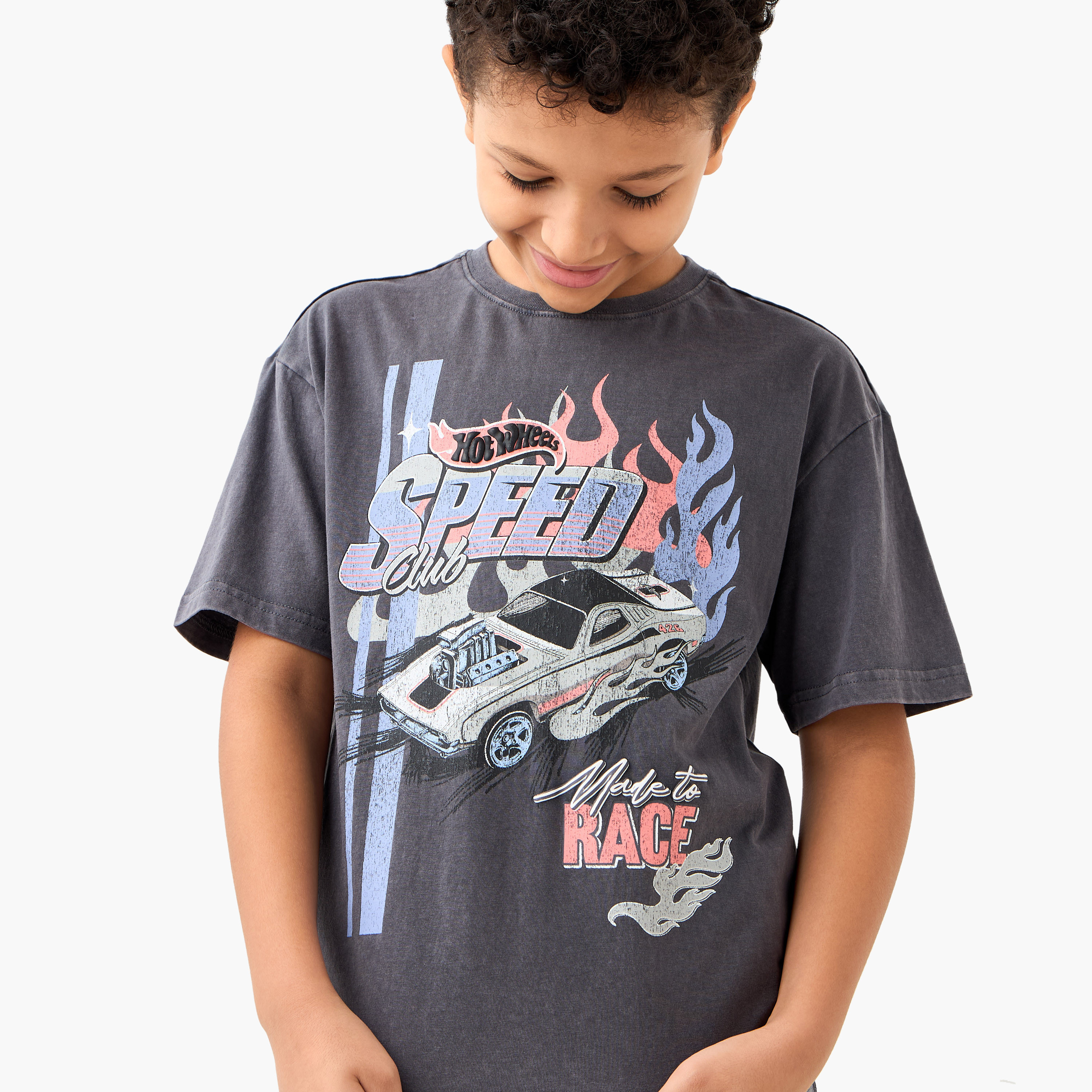Hot Wheels Printed T-shirt with Crew Neck and Short Sleeves-boys-clothing-tshirtsandpolos-image-4