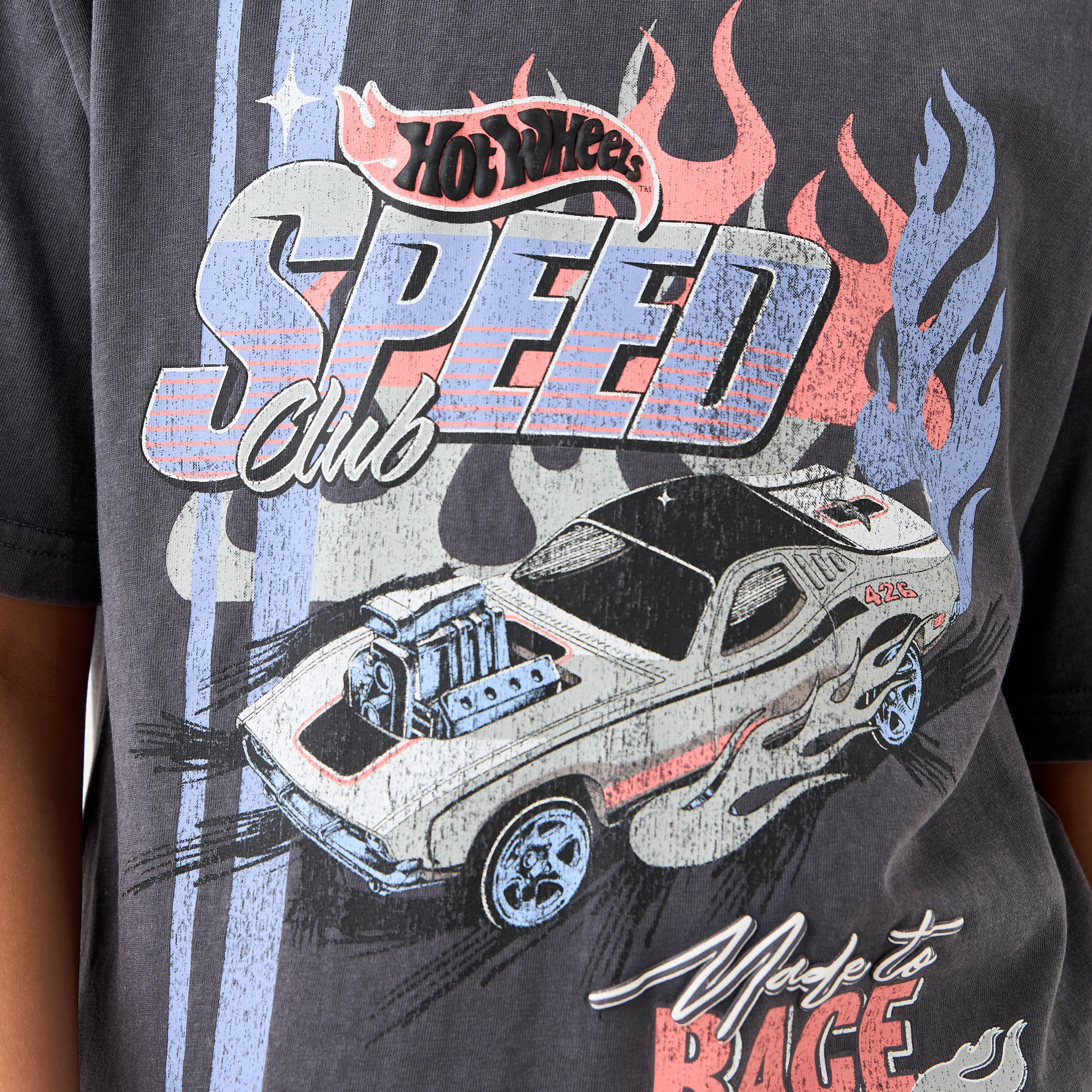 Hot Wheels Printed T-shirt with Crew Neck and Short Sleeves-boys-clothing-tshirtsandpolos-image-5