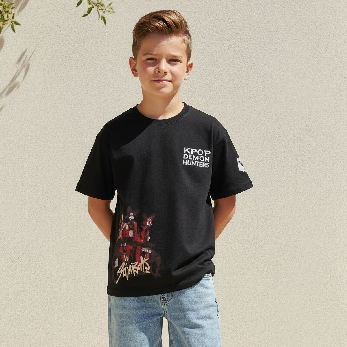 تيشيرت برقبة ضيقة وأكمام قصيرة وطبعات من نيتفليكس-boys-clothing-tshirtsandpolos-image-1