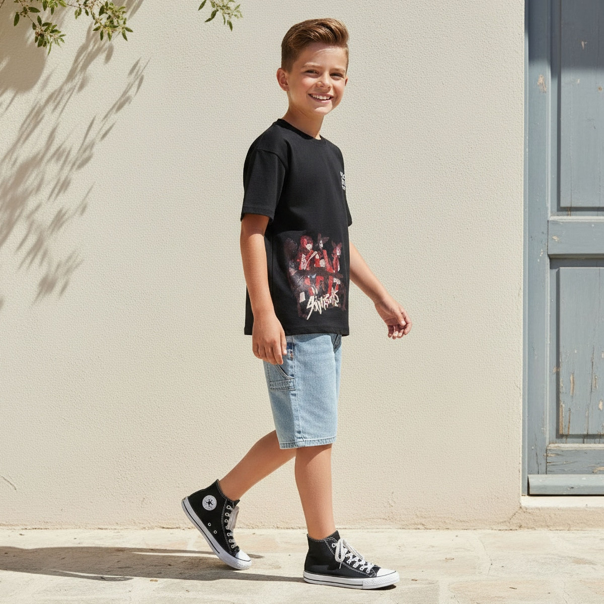 تيشيرت برقبة ضيقة وأكمام قصيرة وطبعات من نيتفليكس-boys-clothing-tshirtsandpolos-image-5
