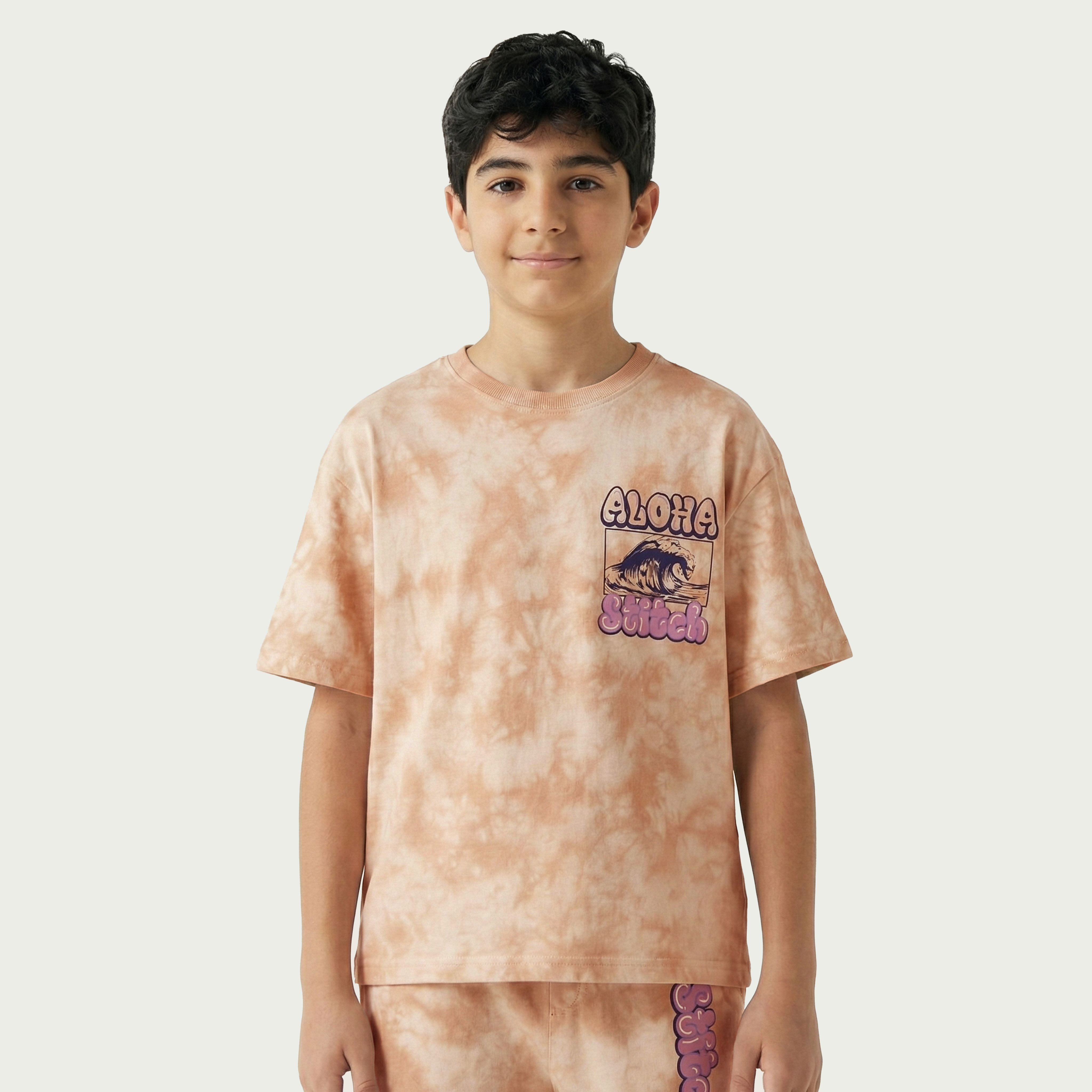 Disney Crew Neck Short Sleeves T-shirt and Shorts Set with Stitch Print-boys-clothing-setsandcoords-image-2