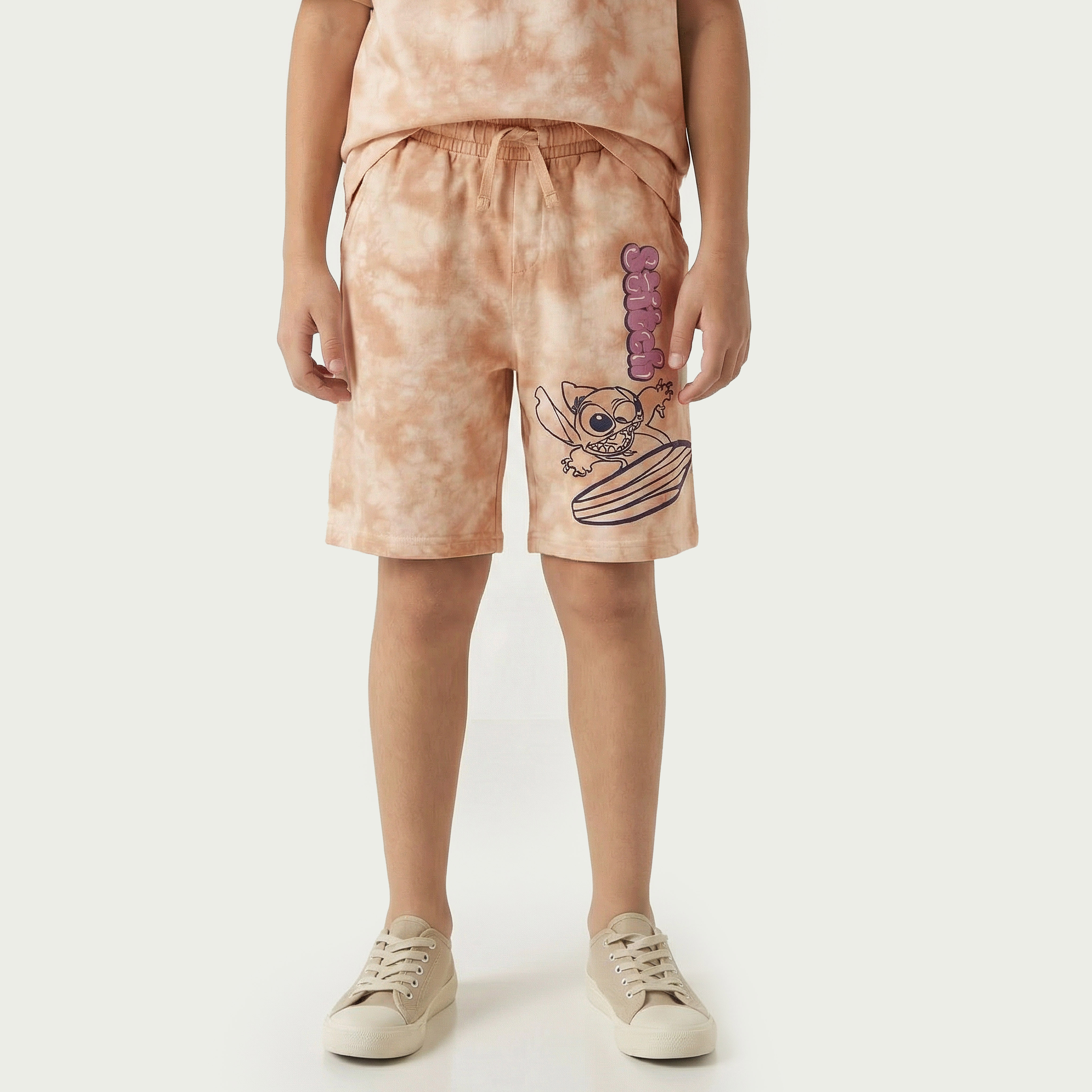 Disney Crew Neck Short Sleeves T-shirt and Shorts Set with Stitch Print-boys-clothing-setsandcoords-image-3