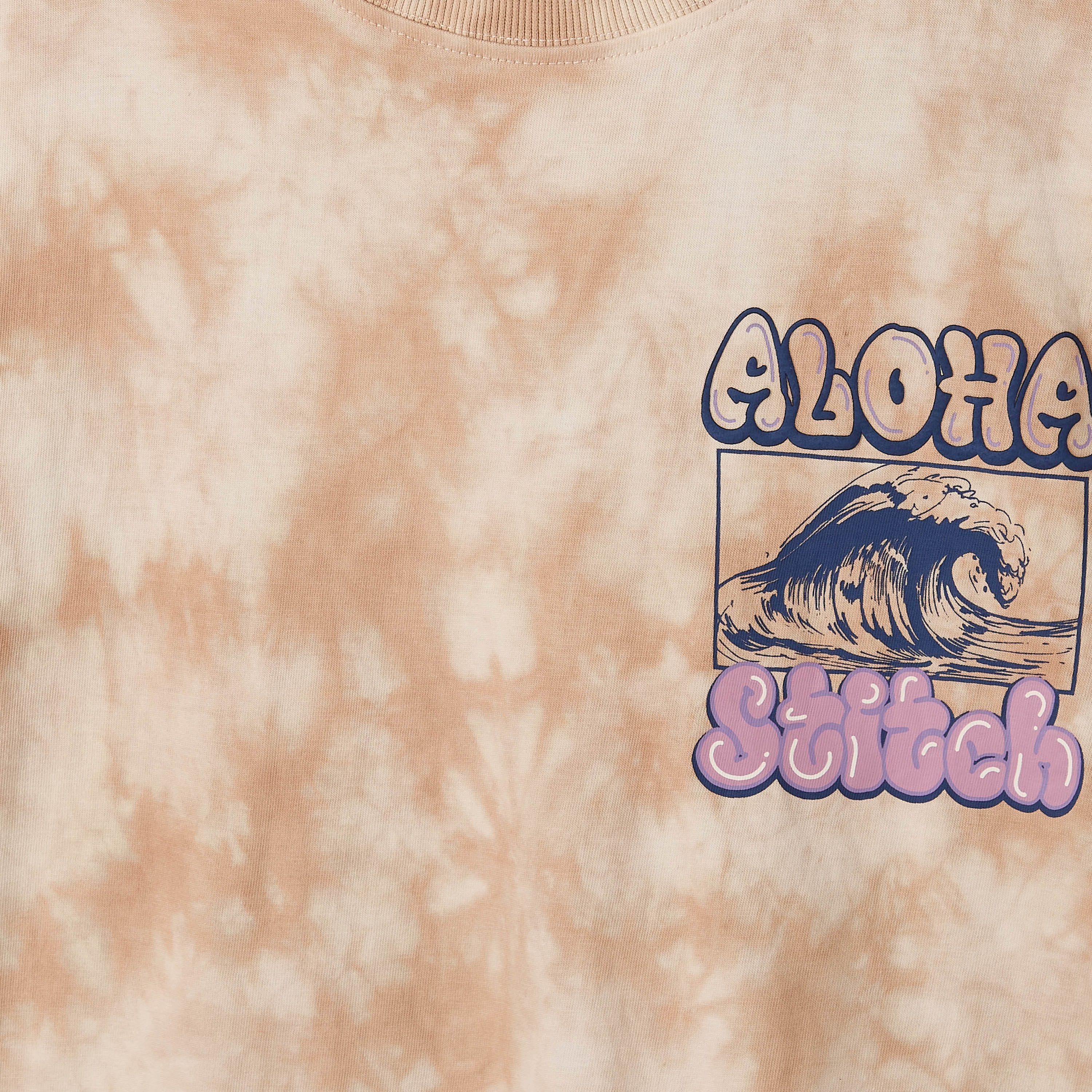 Disney Crew Neck Short Sleeves T-shirt and Shorts Set with Stitch Print-boys-clothing-setsandcoords-image-6