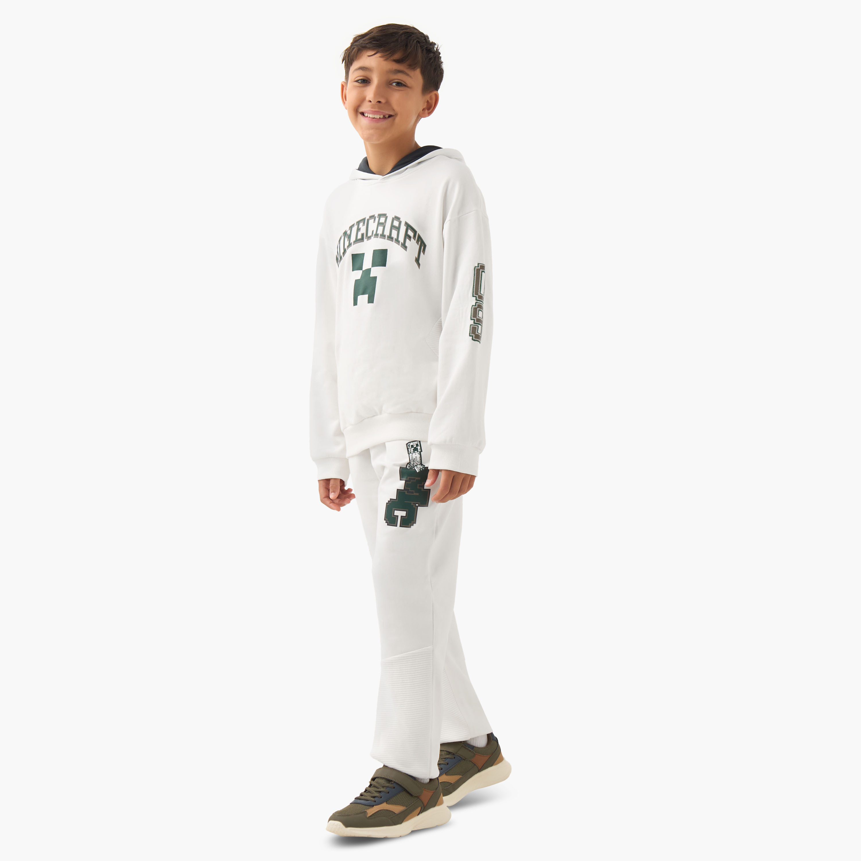 Minecraft Boys Sweatshirt and Joggers Set with Print - Cotton - Long Sleeves - Hood-boys-clothing-setsandcoords-image-1