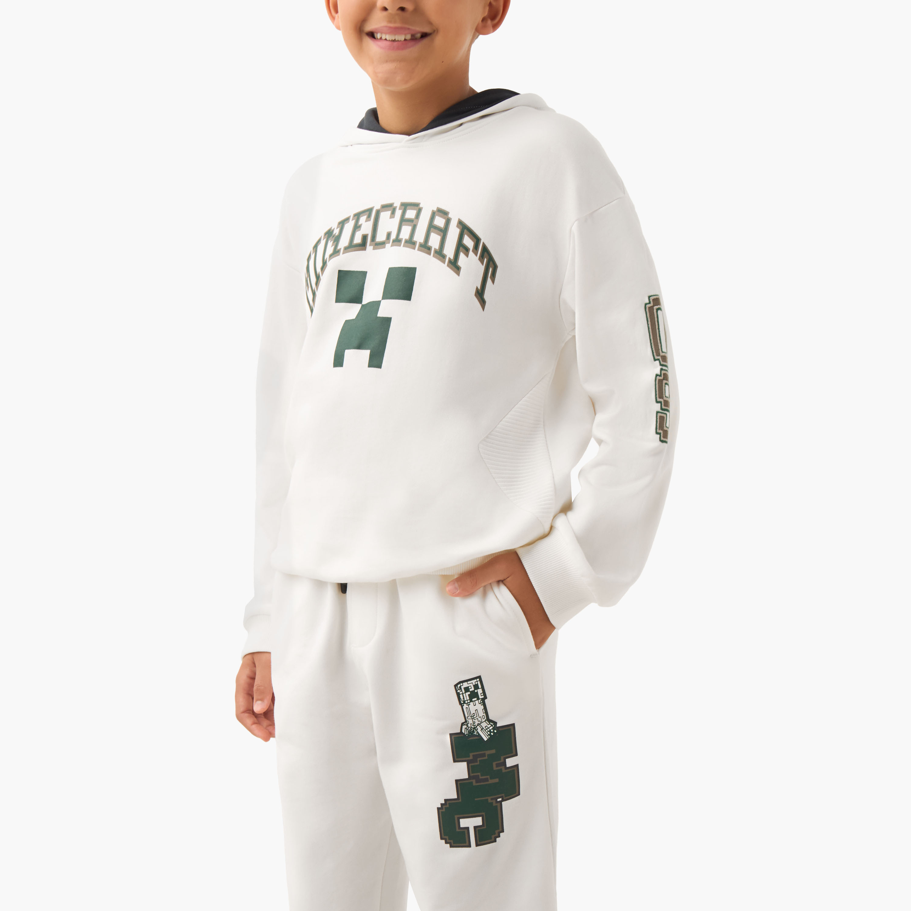 Minecraft Boys Sweatshirt and Joggers Set with Print - Cotton - Long Sleeves - Hood-boys-clothing-setsandcoords-image-5