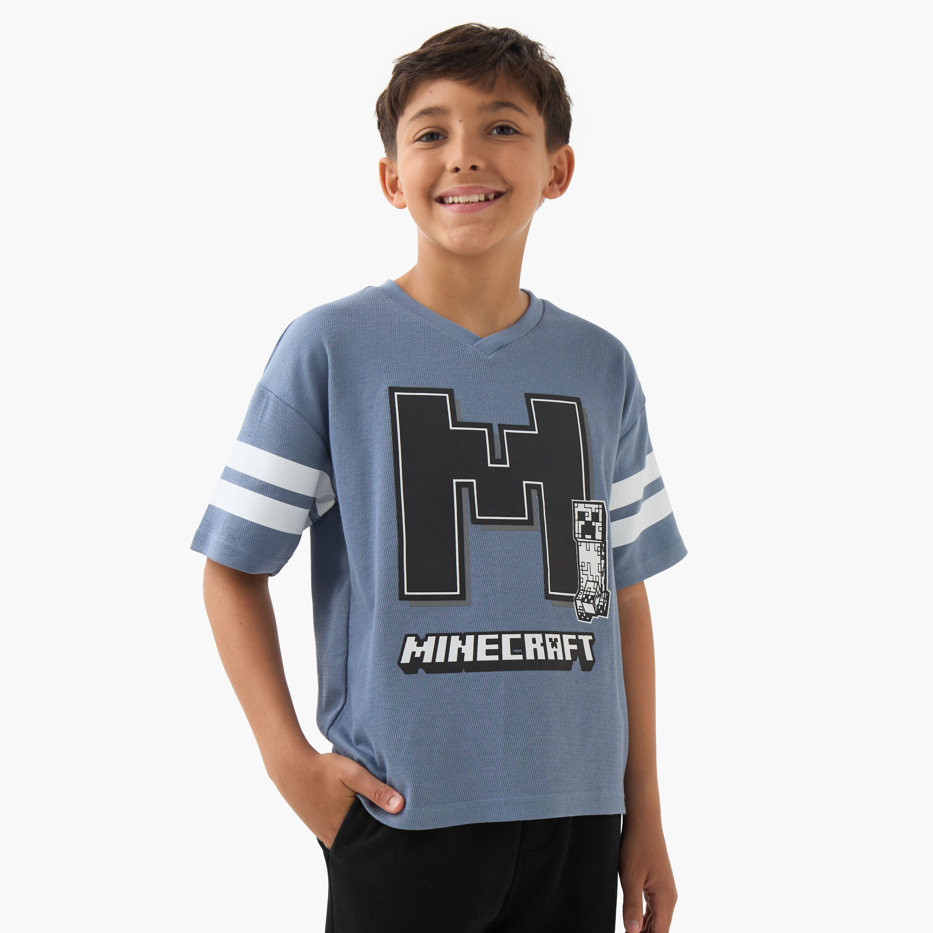 Minecraft Boys V-neck T-shirt with Graphic Print - Short Sleeves-boys-clothing-tshirtsandpolos-image-1