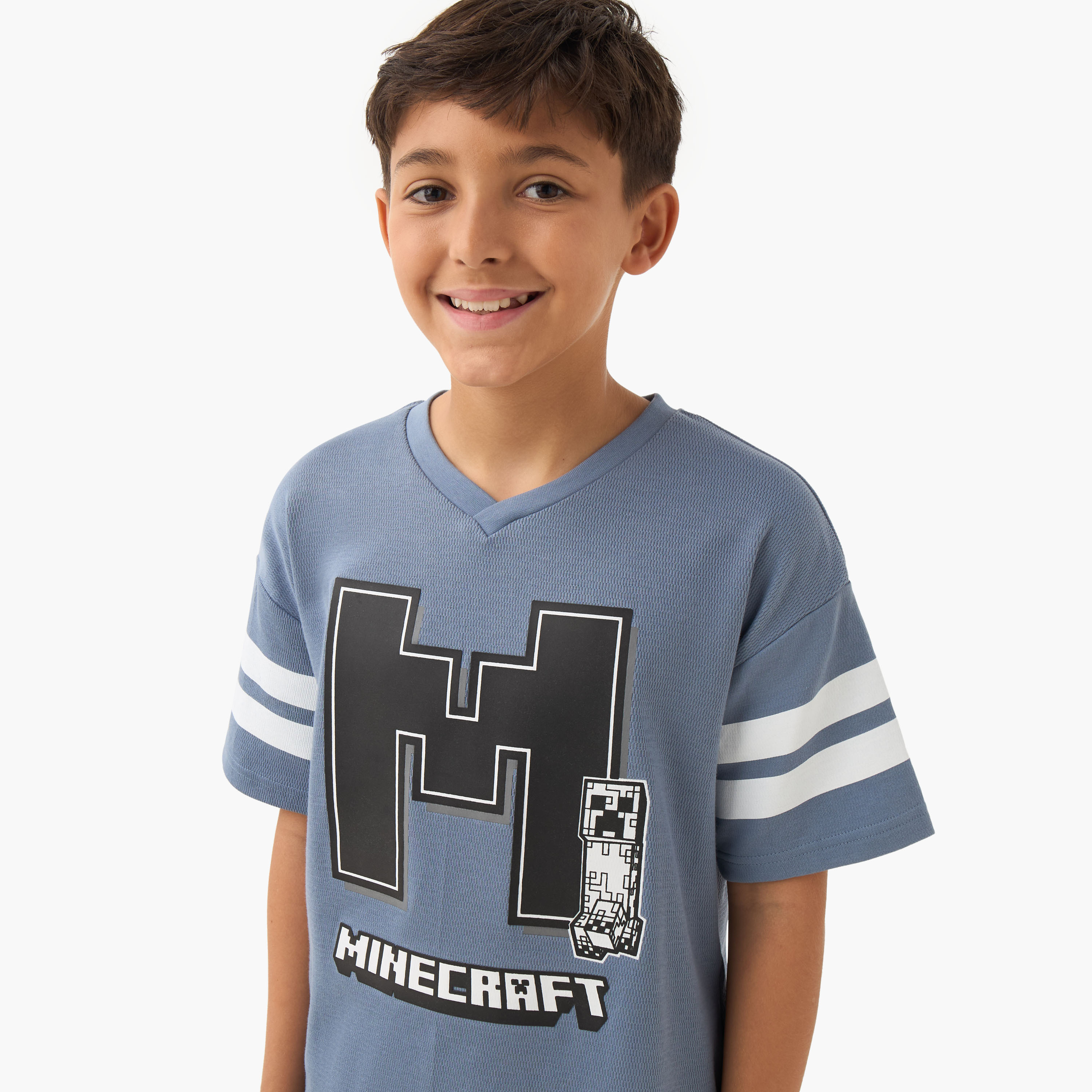 Minecraft Boys V-neck T-shirt with Graphic Print - Short Sleeves-boys-clothing-tshirtsandpolos-image-4