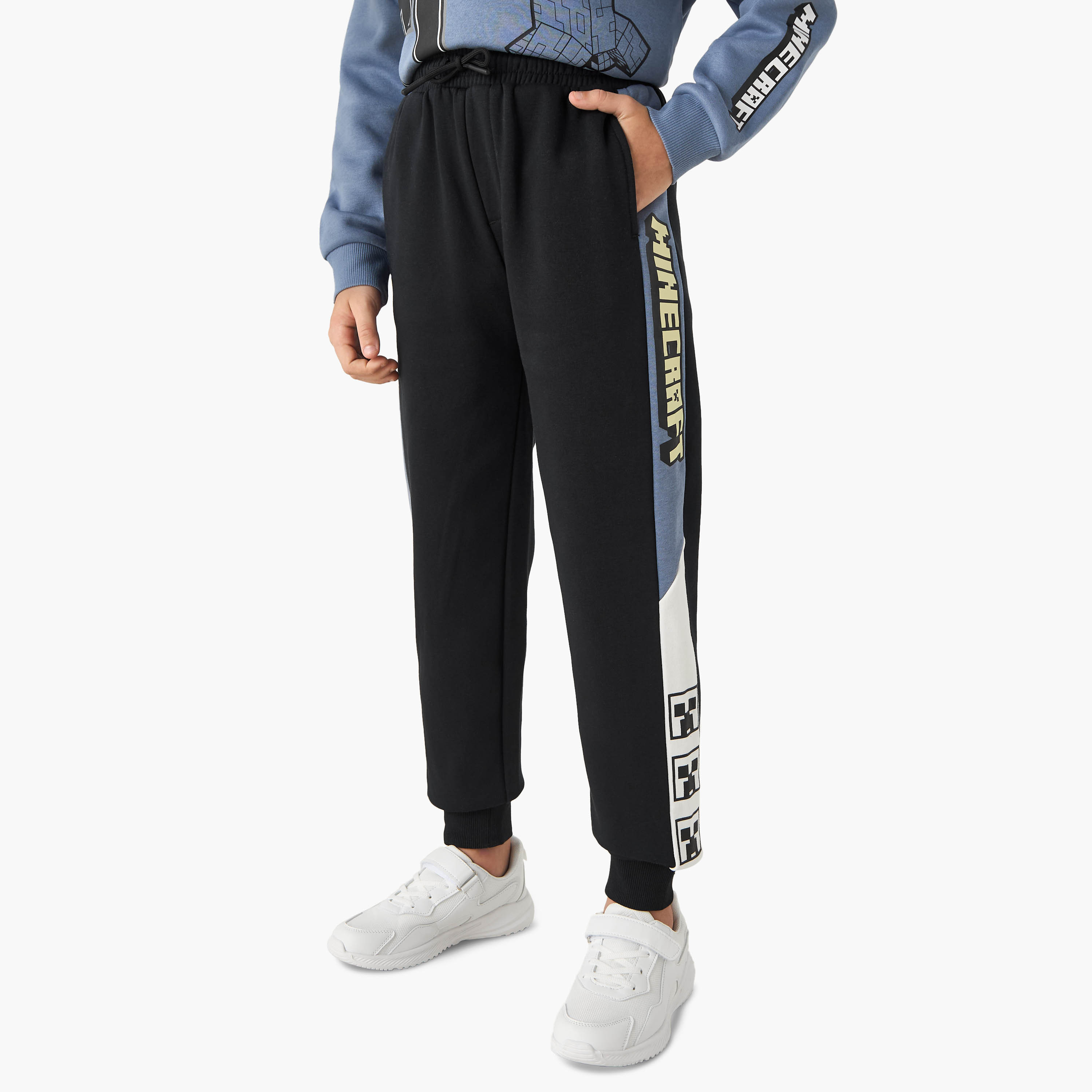 Minecraft Panelled Joggers with Drawstring Closure and Pockets-boys-clothing-bottoms-joggersandtrackpants-image-1