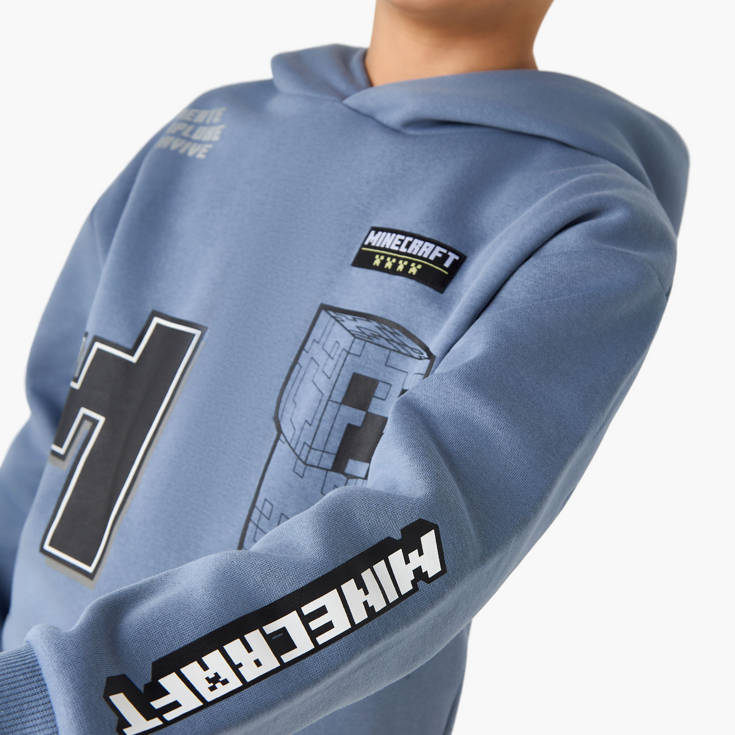 Minecraft Printed Hooded Sweatshirt with Long Sleeves-boys-clothing-sweatshirts-image-4