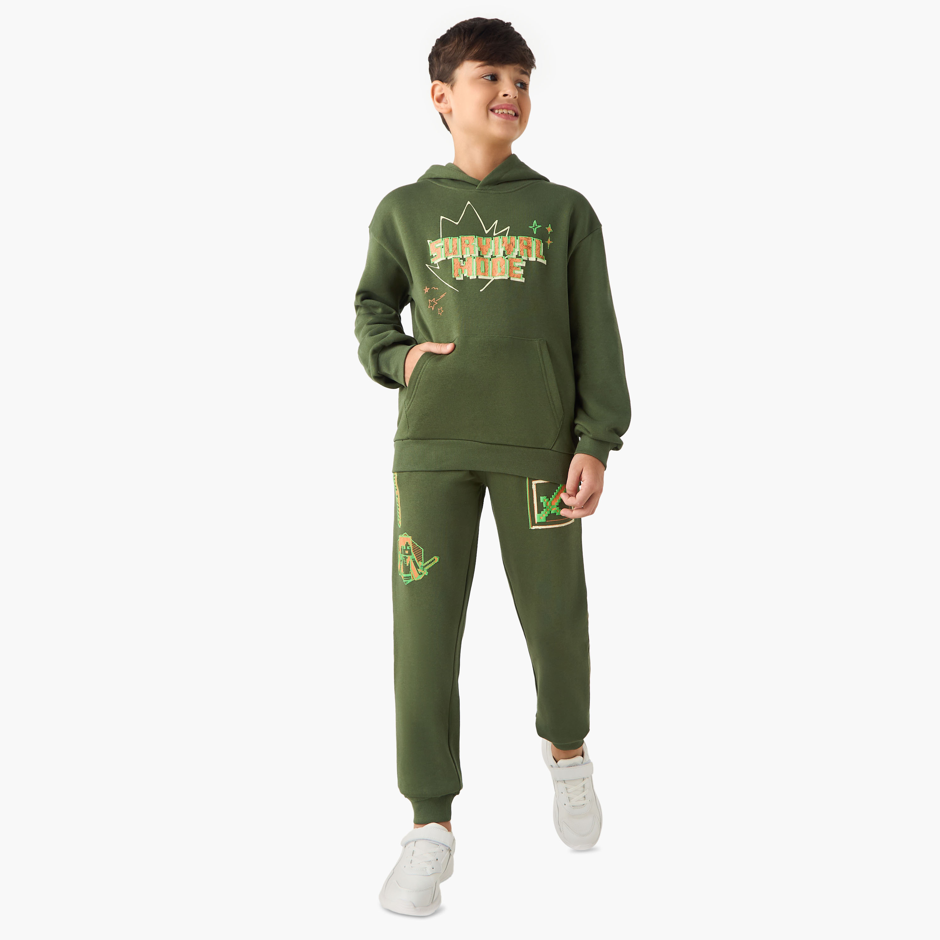 Minecraft Printed Hooded Sweatshirt and Joggers Set-boys-clothing-setsandcoords-image-1