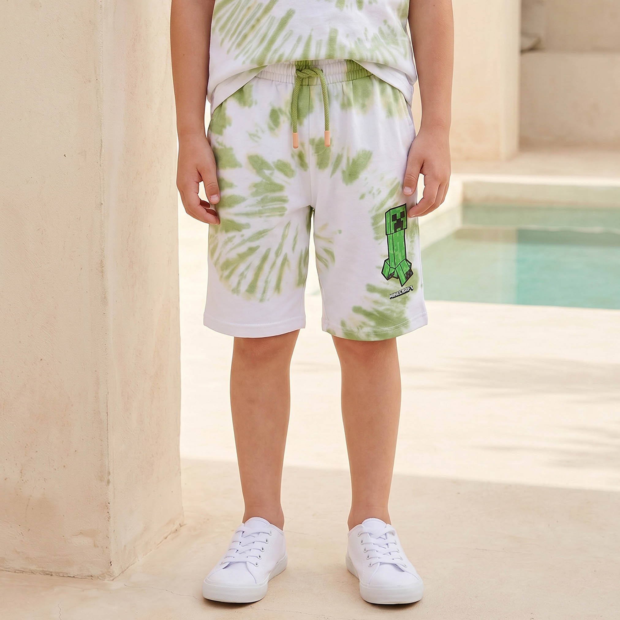 Minecraft Crew Neck Short Sleeves T-shirt and Shorts Set with Tie-Dye Detail-boys-clothing-setsandcoords-image-3