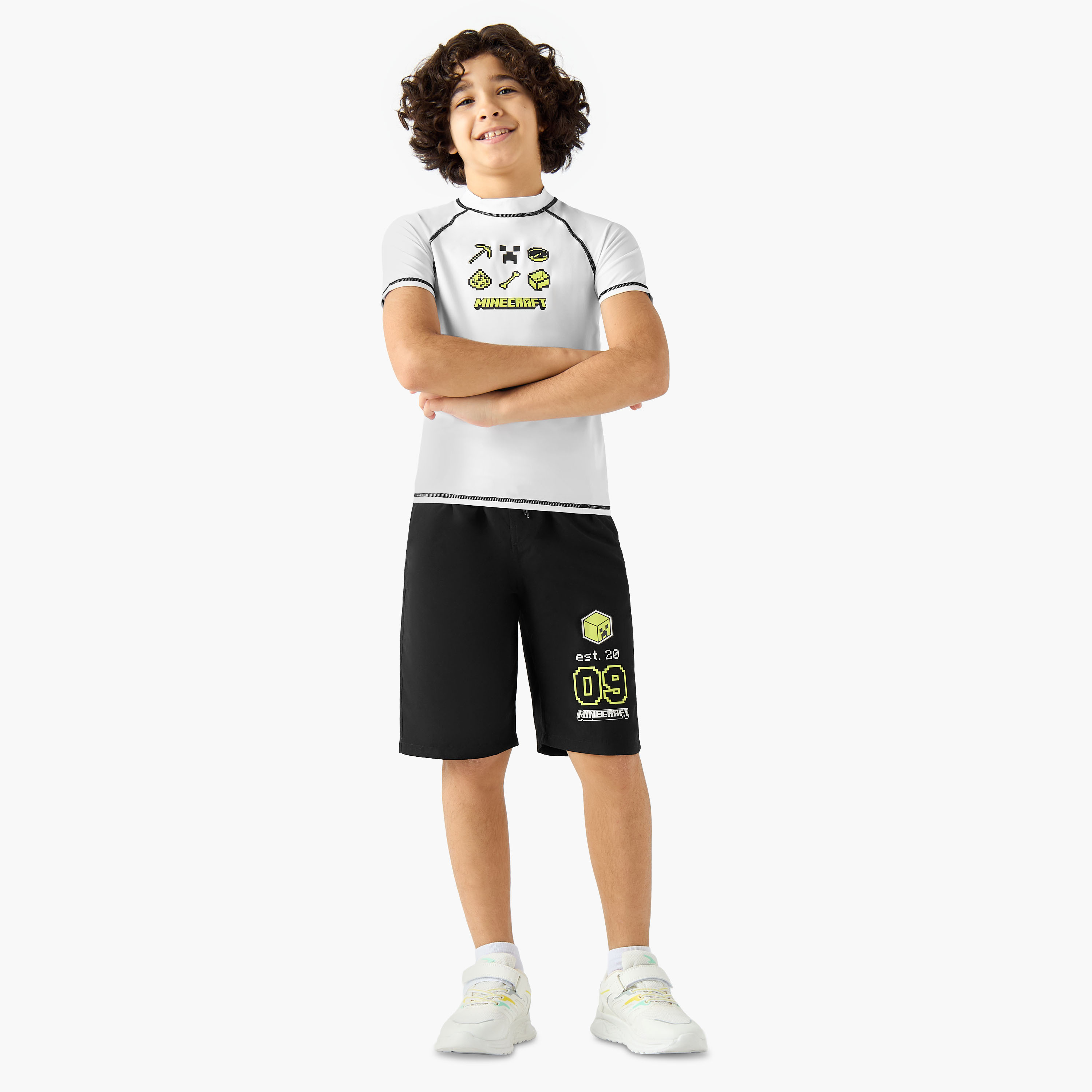 Minecraft Boys Logo Print Rashguard Set-boys-clothing-swimwear-image-1