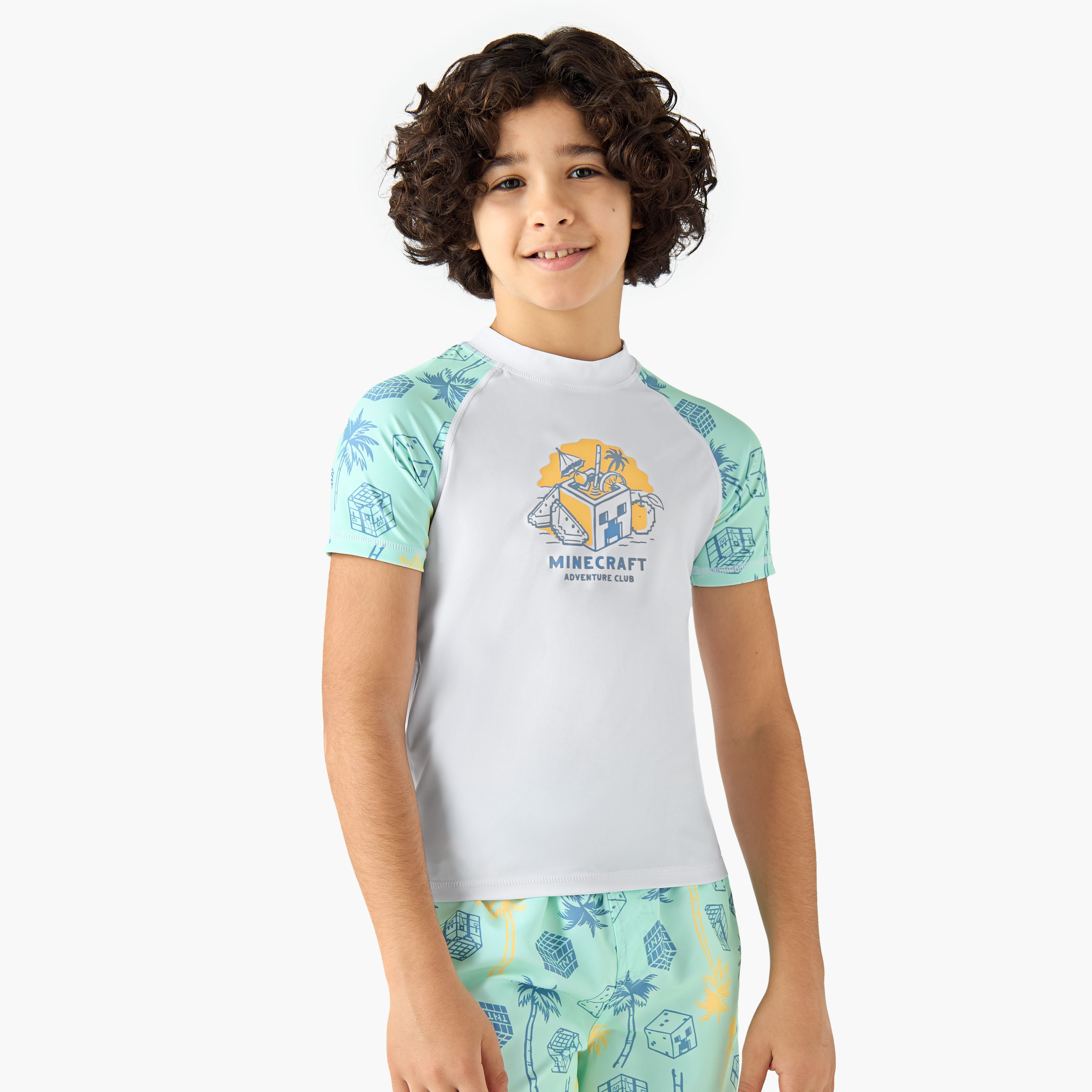 Minecraft Boys Logo Print Rashguard Set-boys-clothing-swimwear-image-2