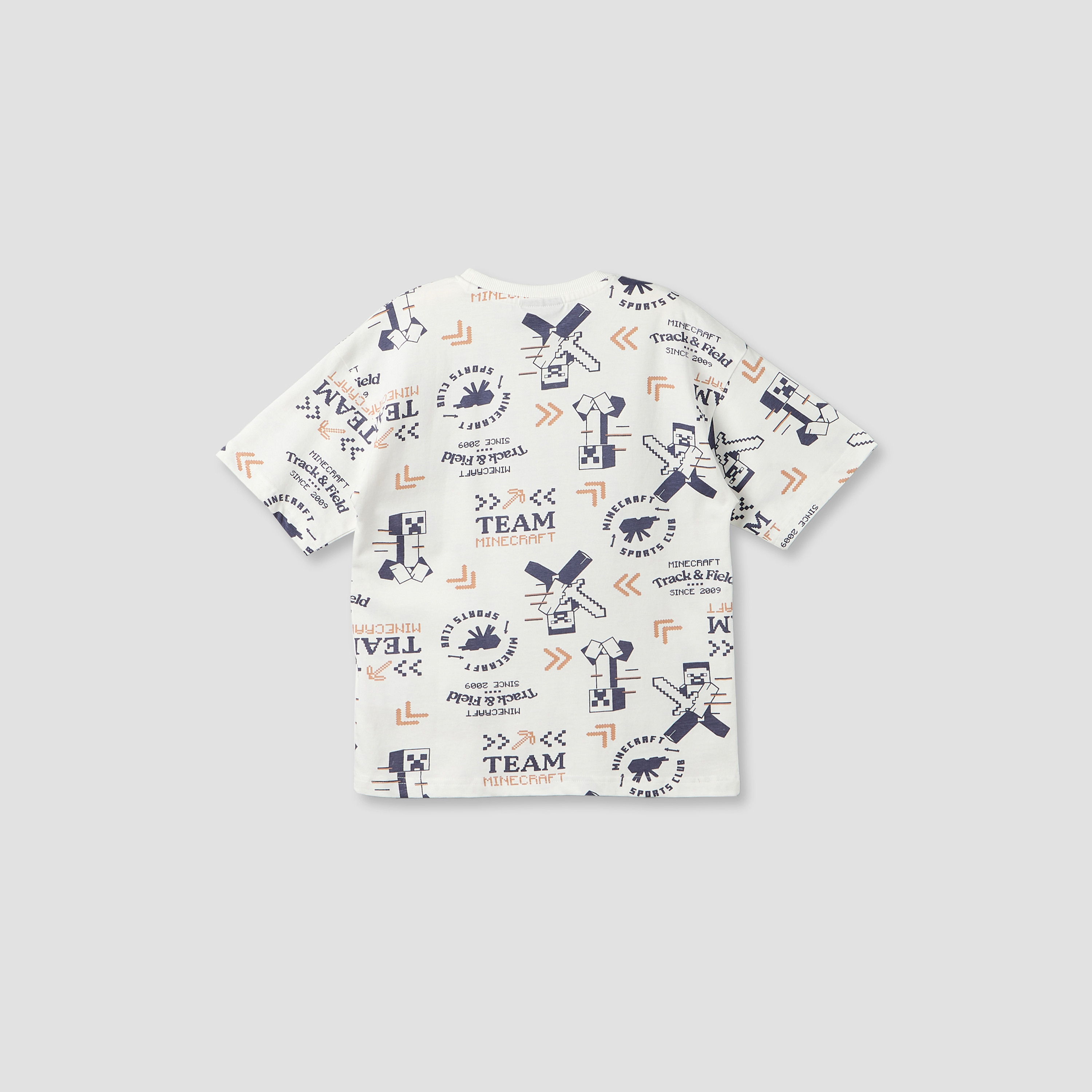 Minecraft Crew Neck Short Sleeve T-shirt and Shorts Set with Gaming Print-boys-clothing-setsandcoords-image-4