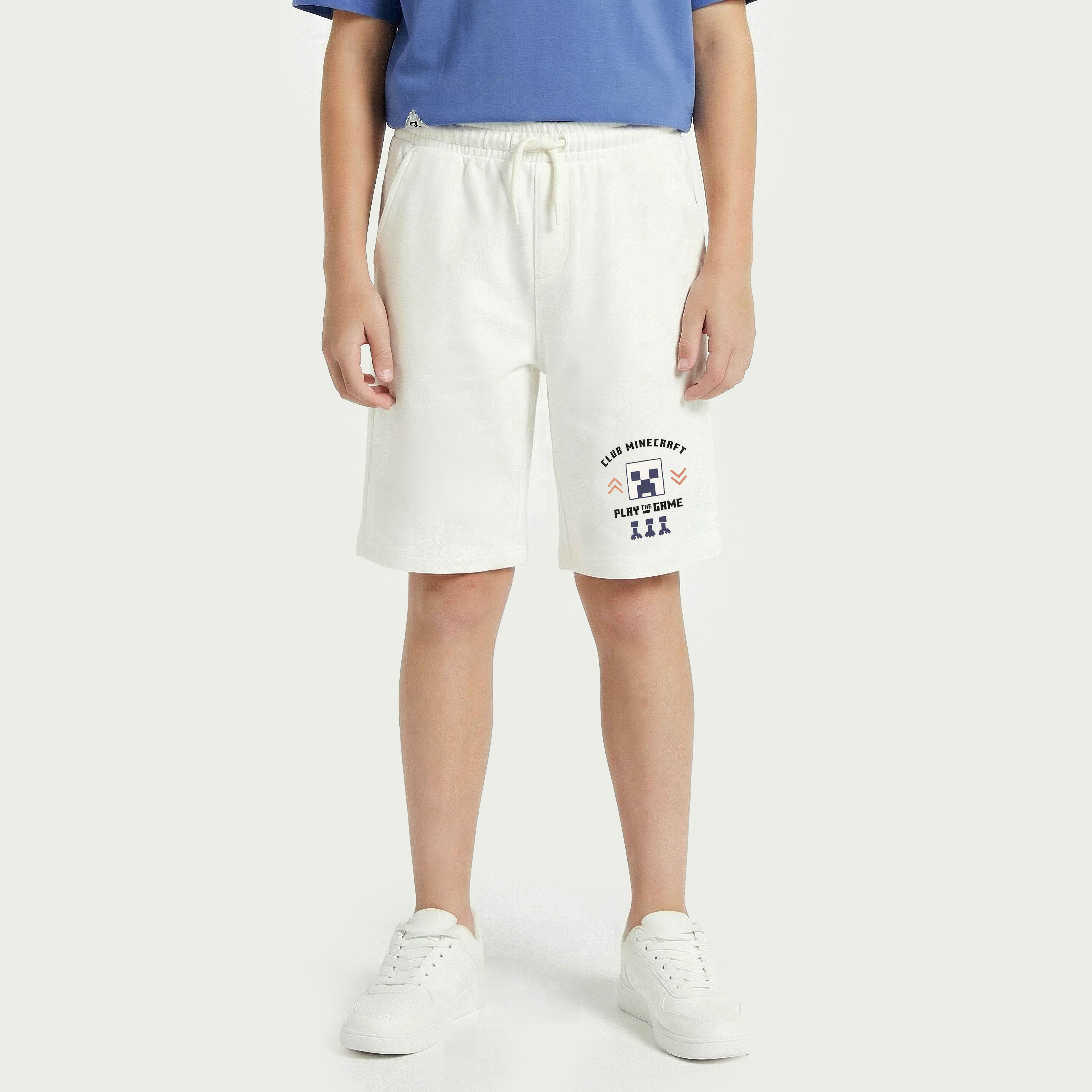 Minecraft Crew Neck Short Sleeves T-shirt and Shorts Set with Logo Graphic Print-boys-clothing-setsandcoords-image-3