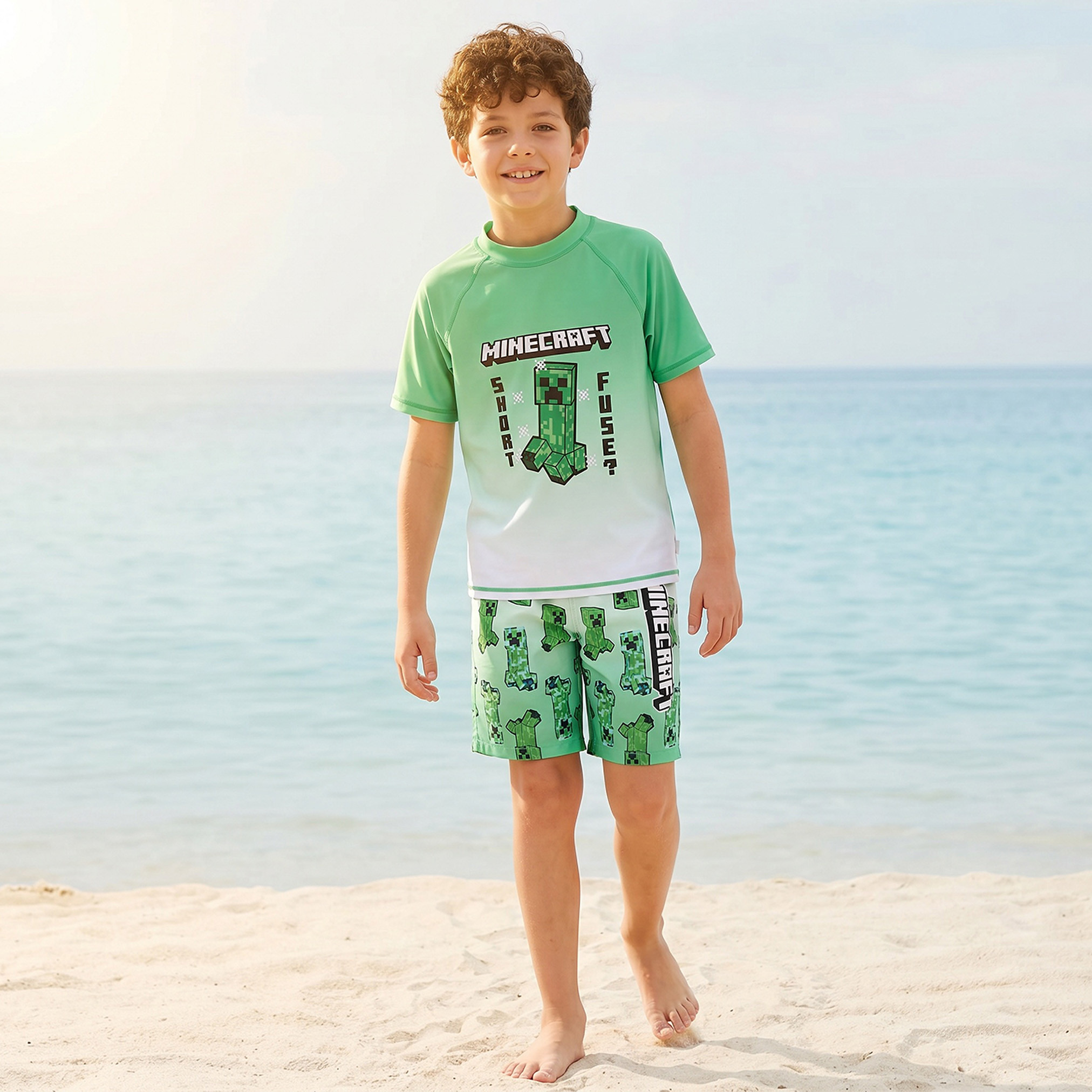 Minecraft Boys Swim T-shirt and Shorts Set-boys-clothing-swimwear-image-1