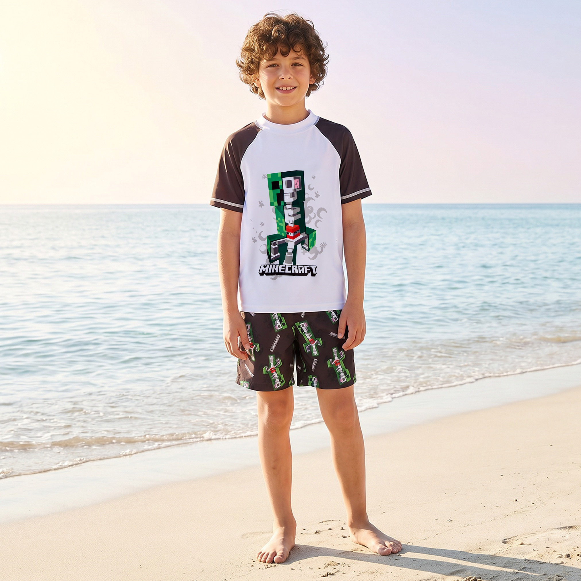 Minecraft Boys Swim T-shirt and Shorts Set-boys-clothing-swimwear-image-1