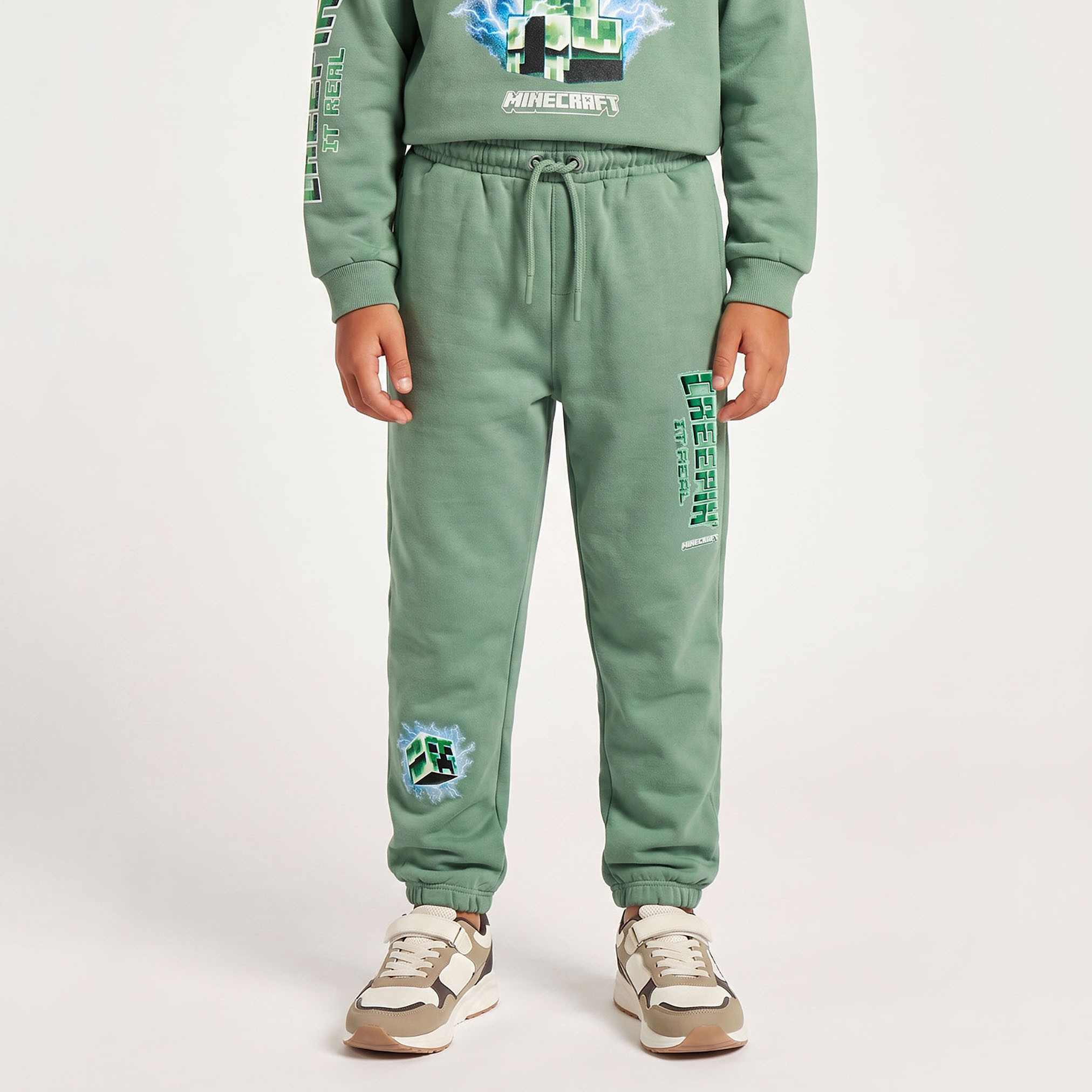Minecraft Crew Neck Long Sleeves Sweatshirt and Joggers Set with Graphic Print-boys-clothing-setsandcoords-image-4