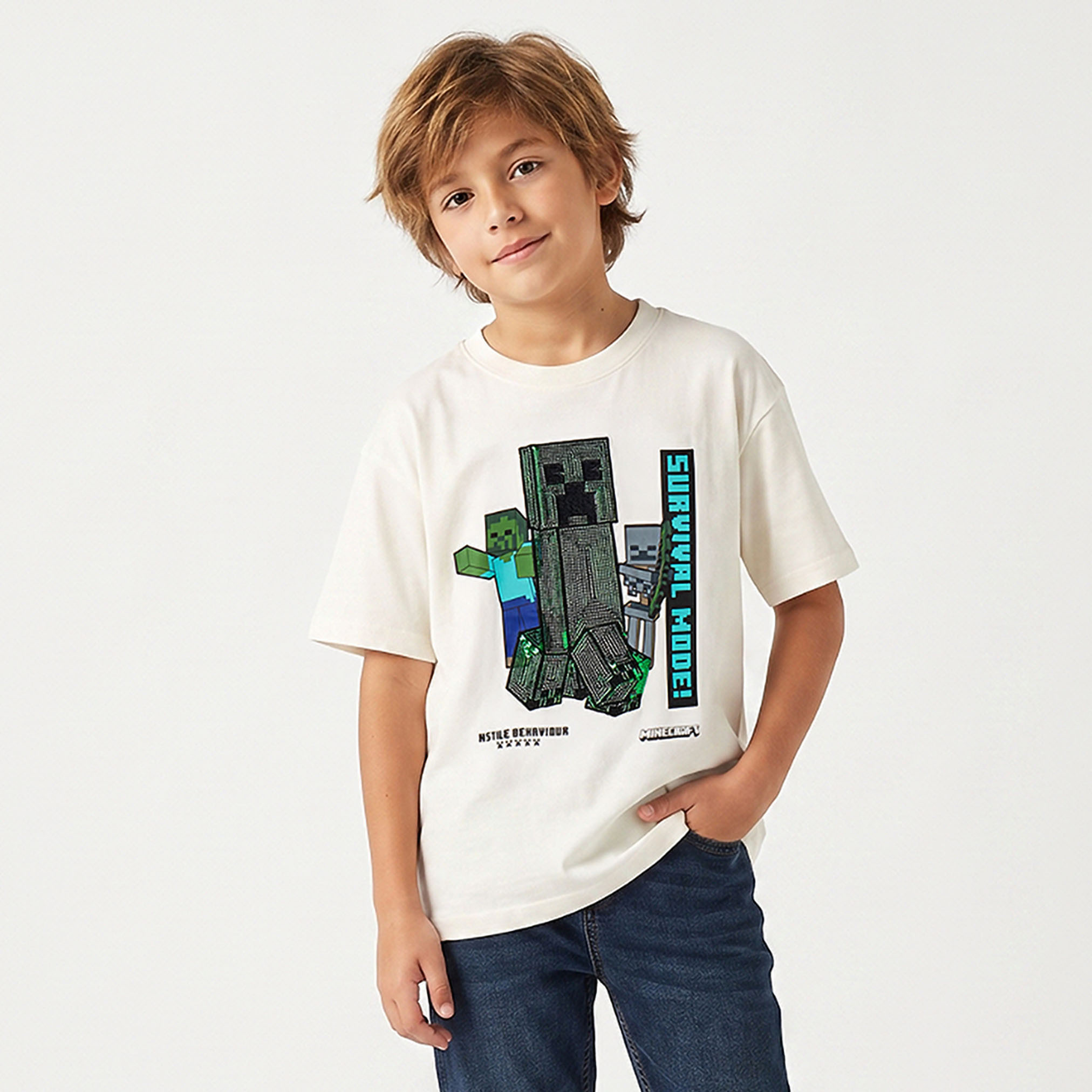 Minecraft Crew Neck Short Sleeves T-shirt with Graphic Print-boys-clothing-tshirtsandpolos-image-1